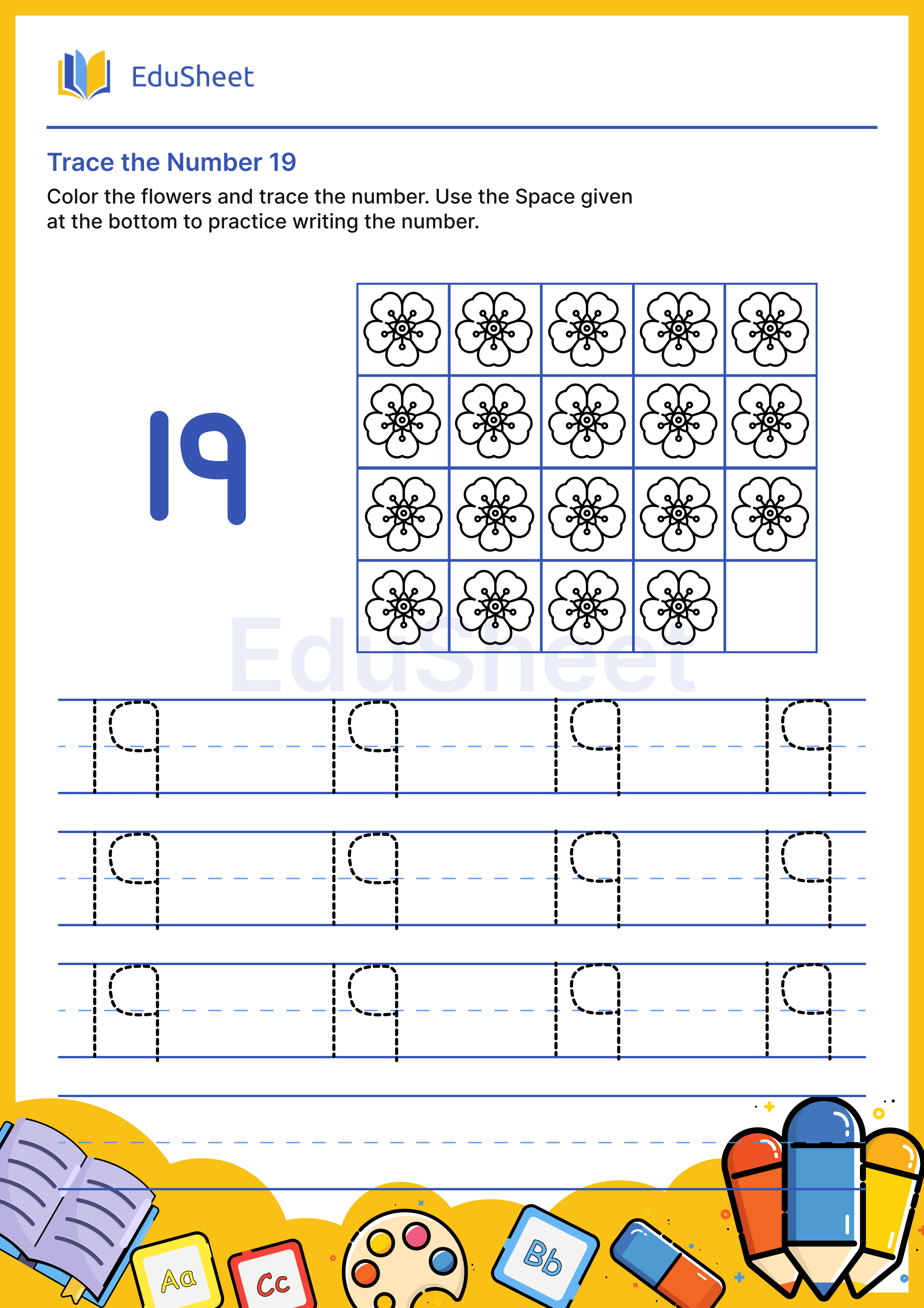 Trace the Number of Flowers 19