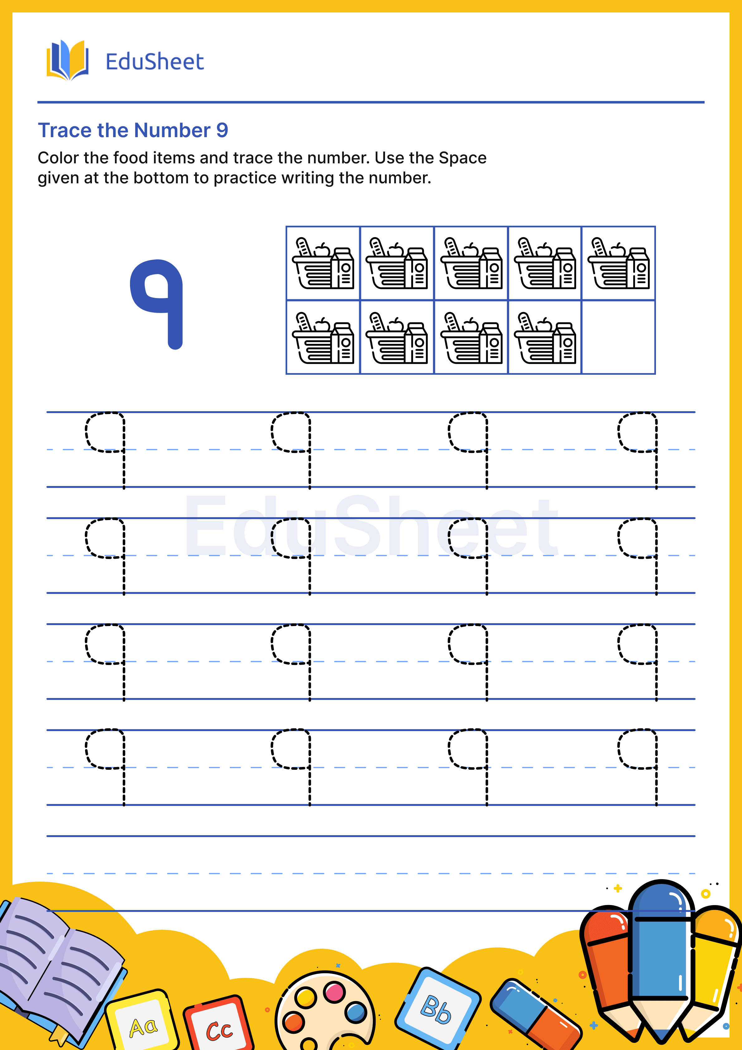 Trace the Number of food items 9