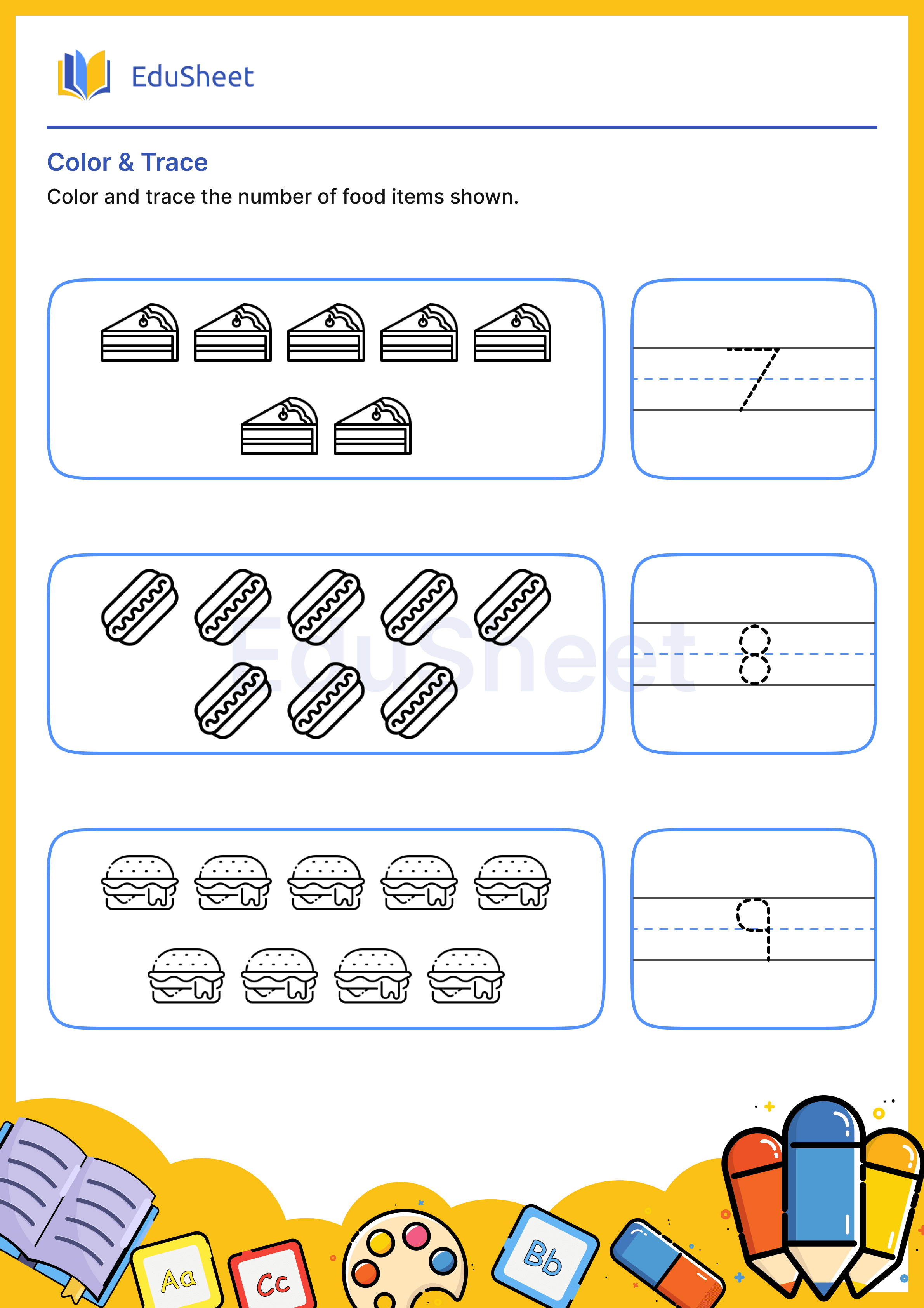 Color Food Items and Trace Numbers 21