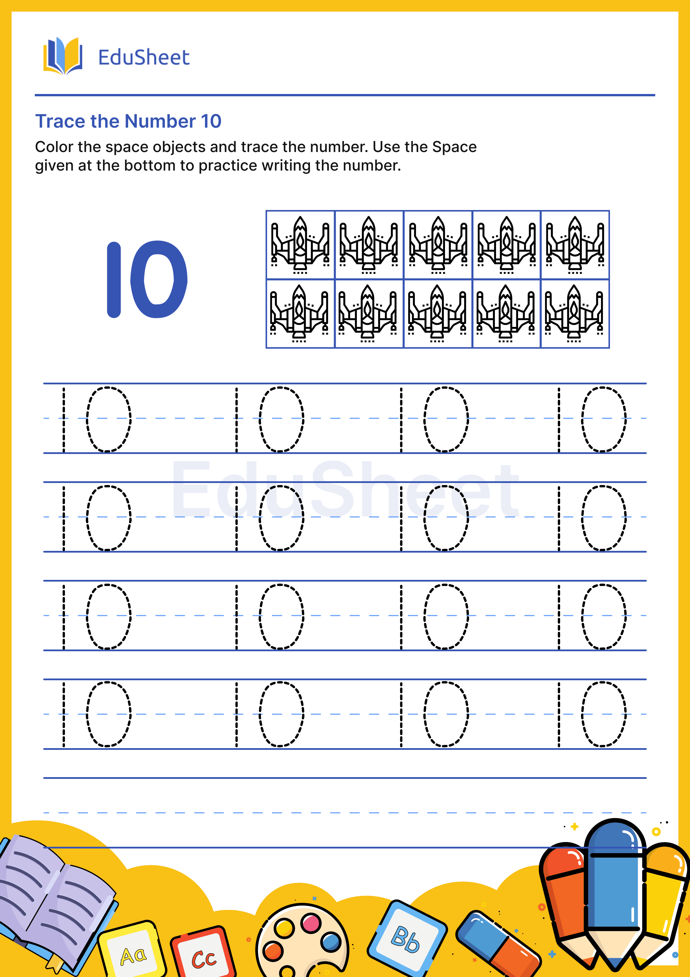Trace the Number of Space objects 10