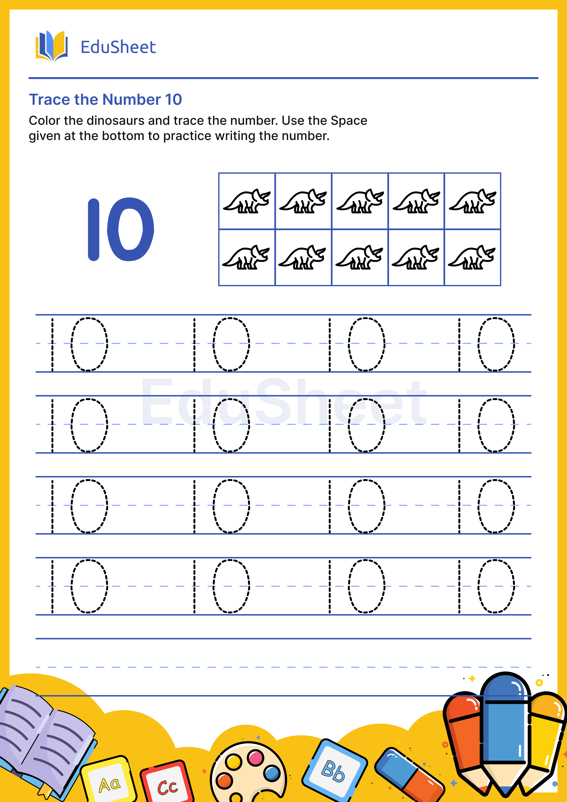 Trace the Number of dinosaurs 10