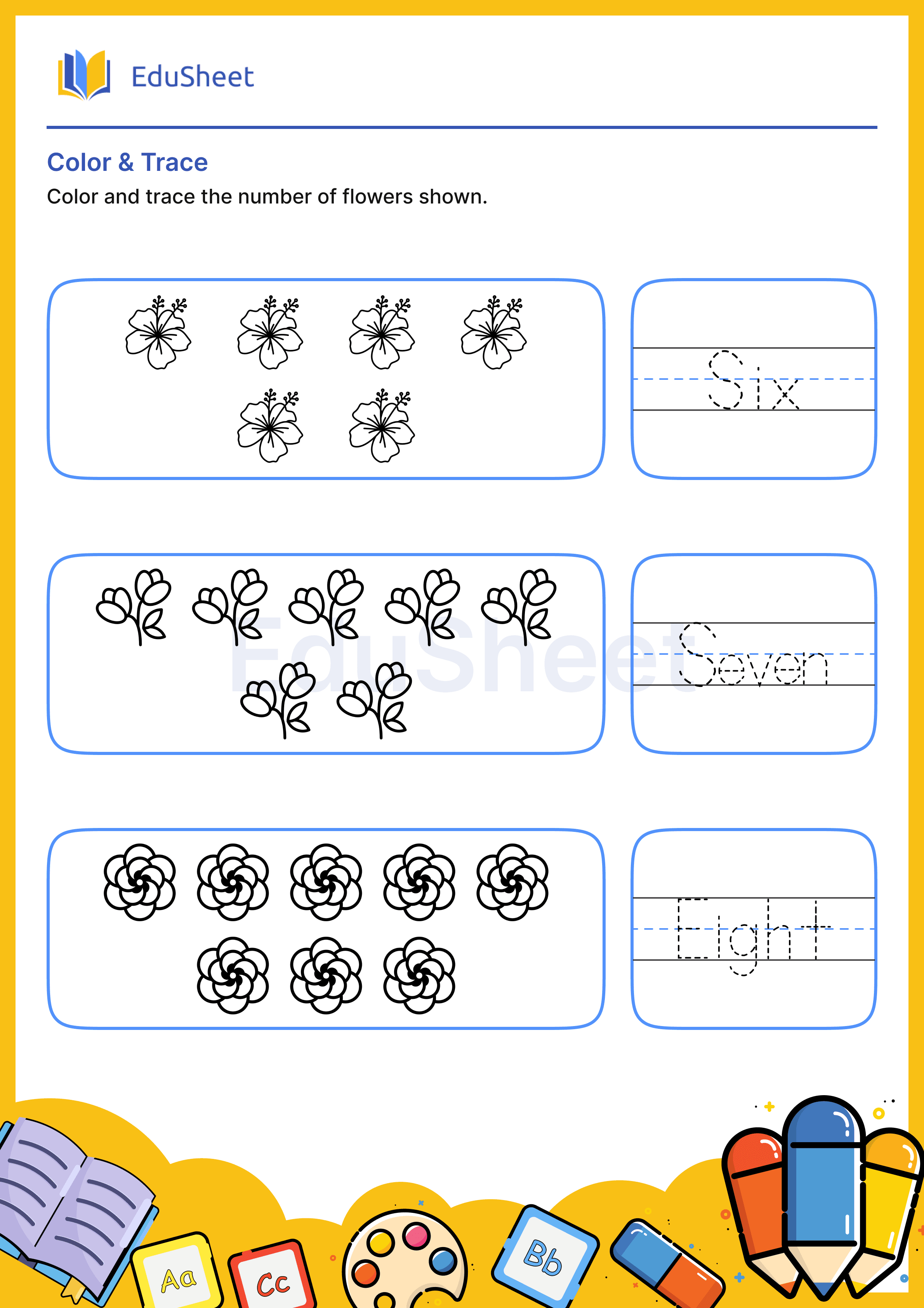 Color Flowers and Trace Words 12
