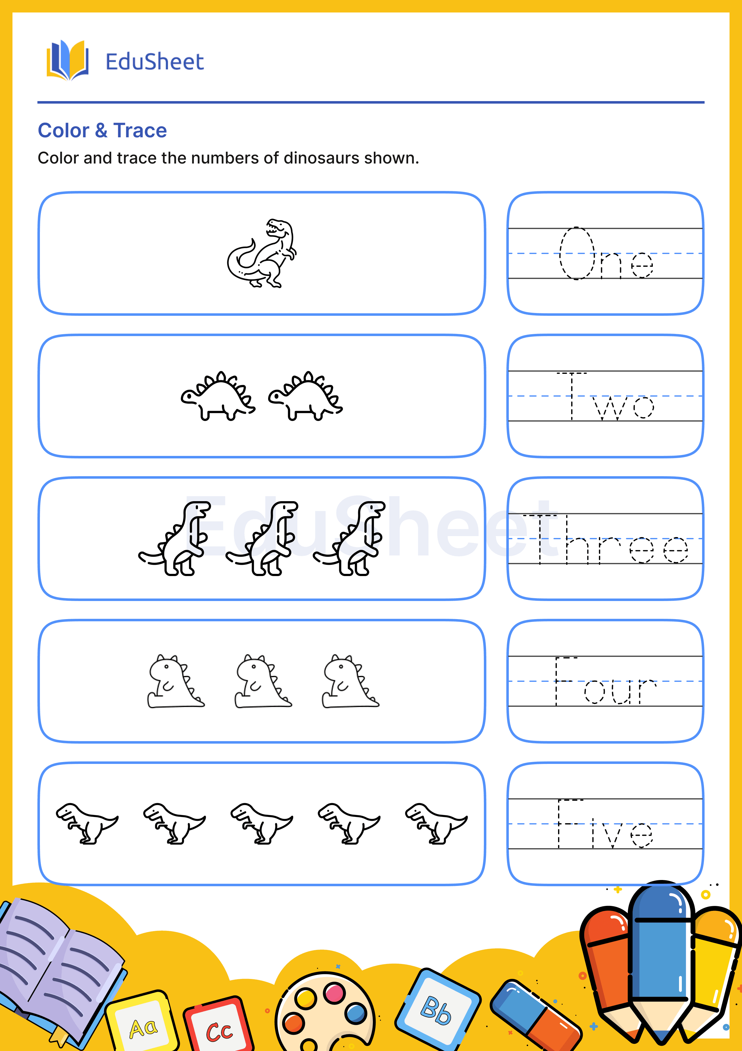 Color Dinosaurs and Trace Word Forms 5