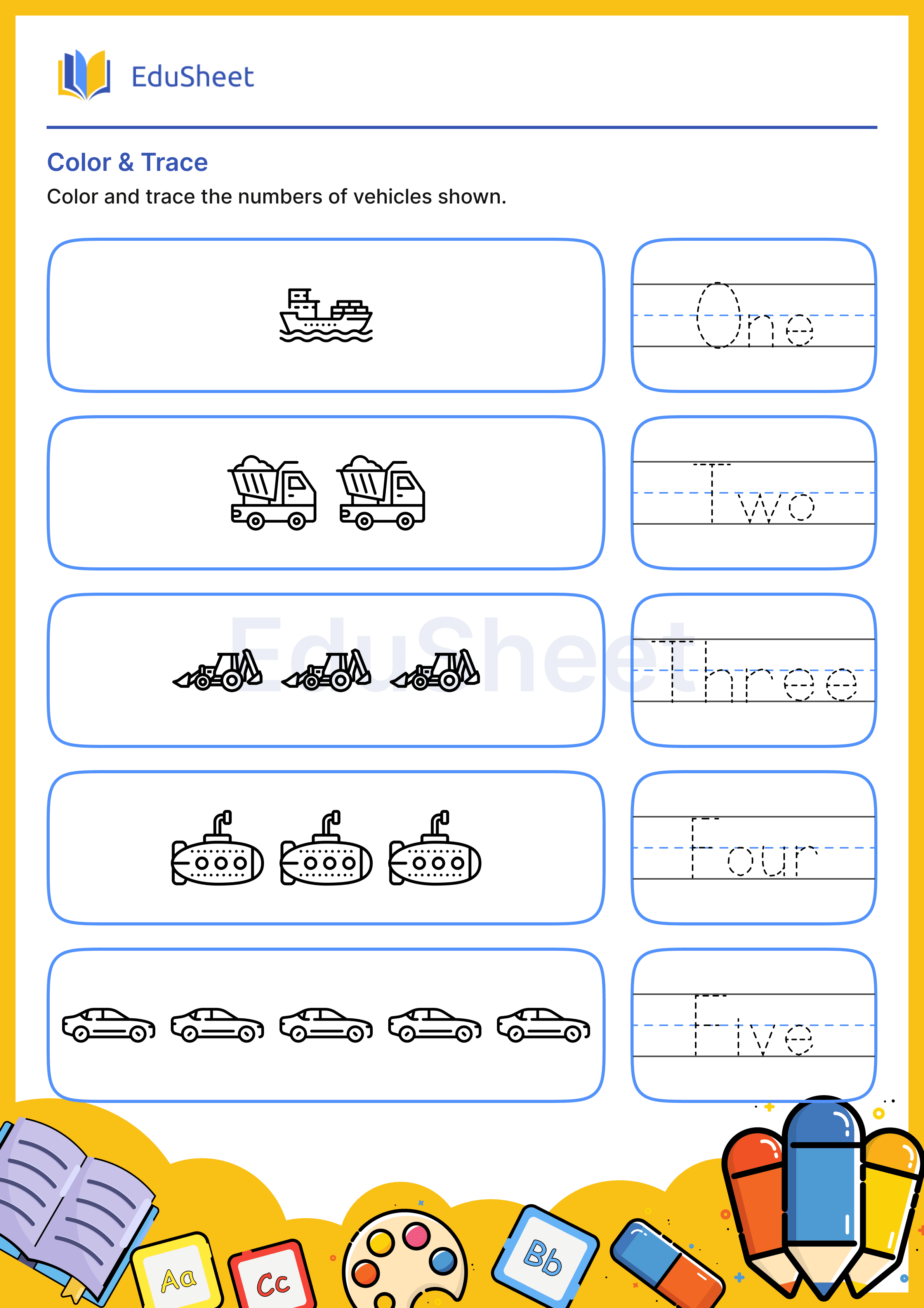 Color Vehicles and Trace Words 9