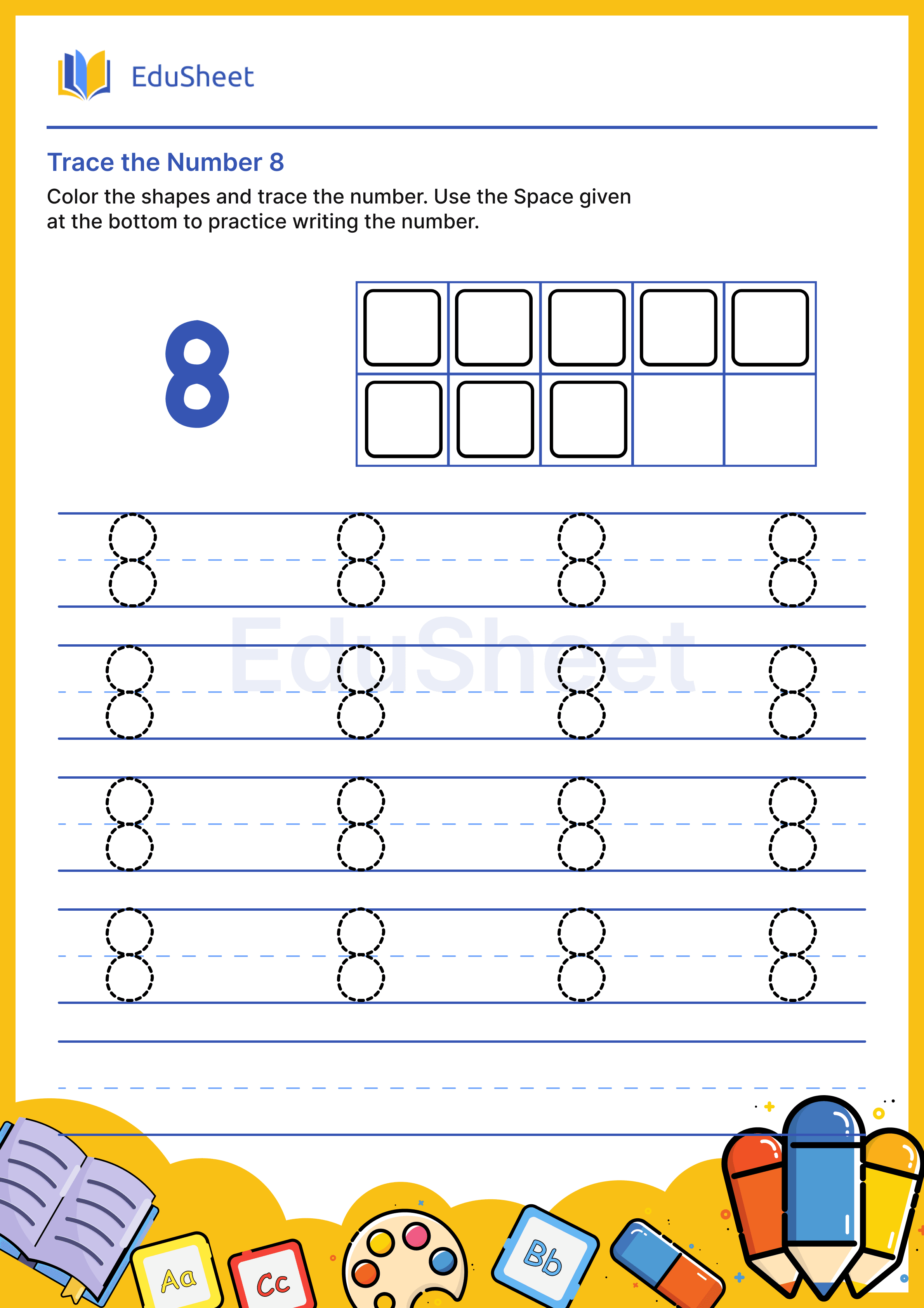 Trace the Number of Shapes 8