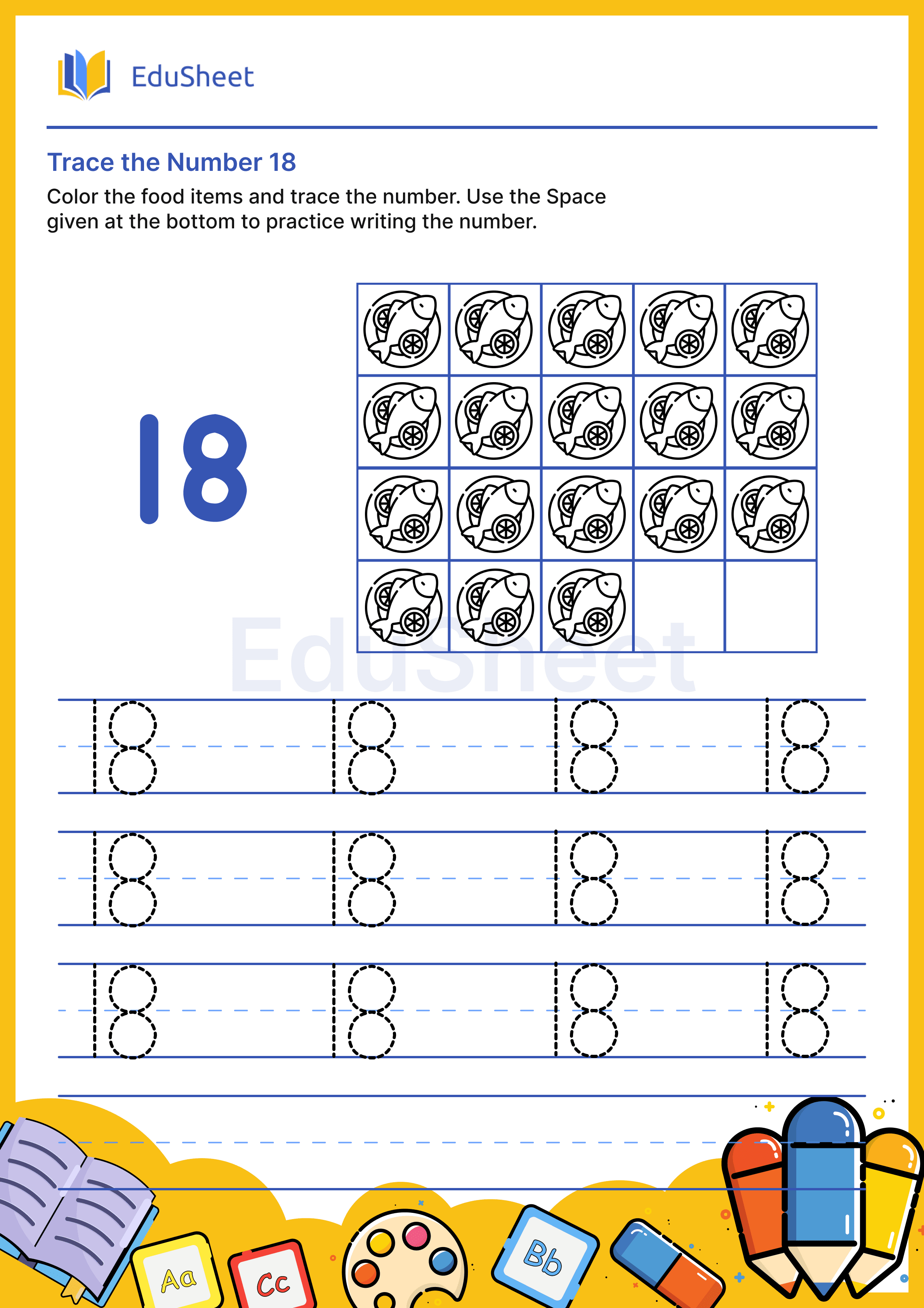Trace the Number of food items 18