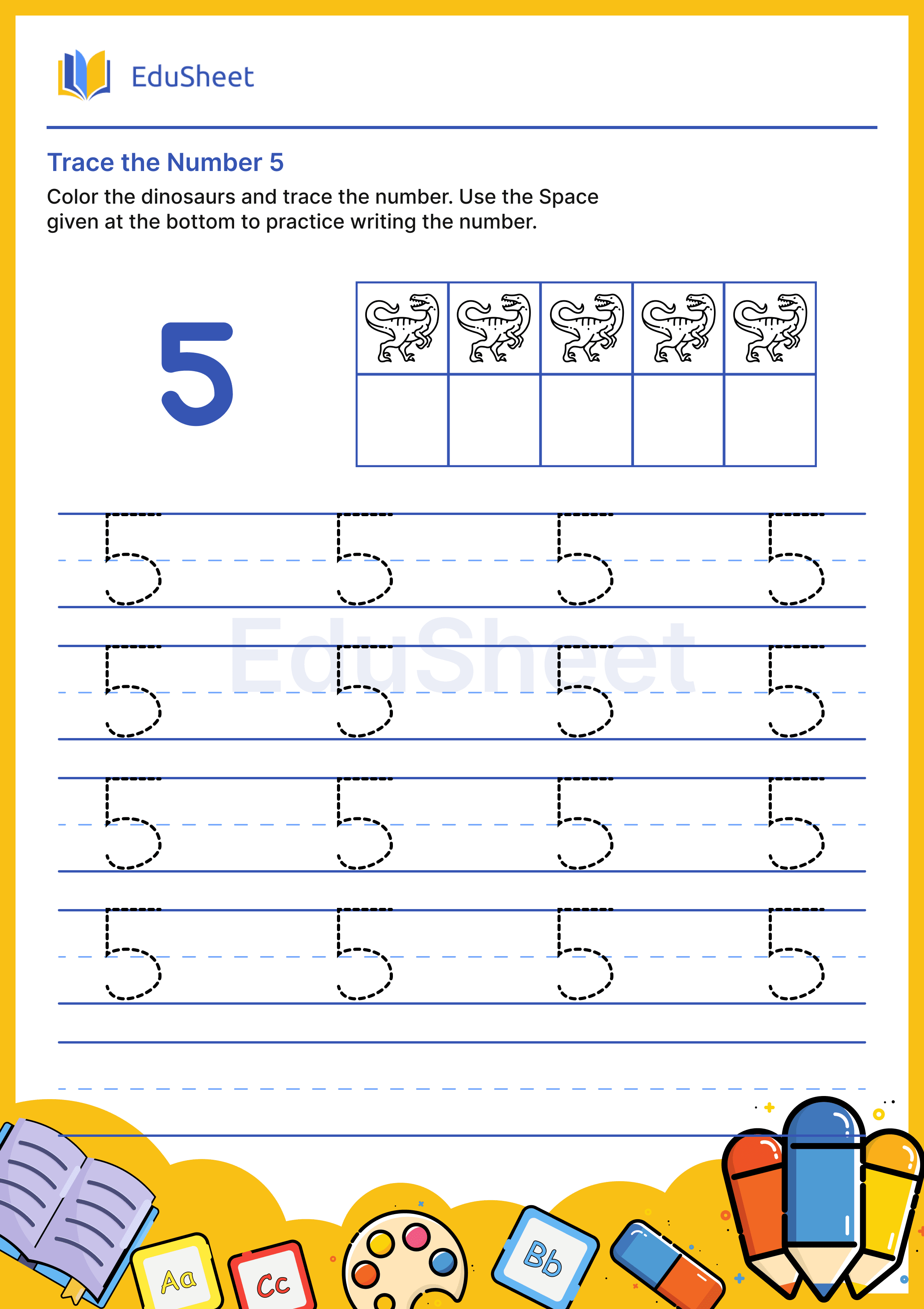 Trace the Number of dinosaurs 5