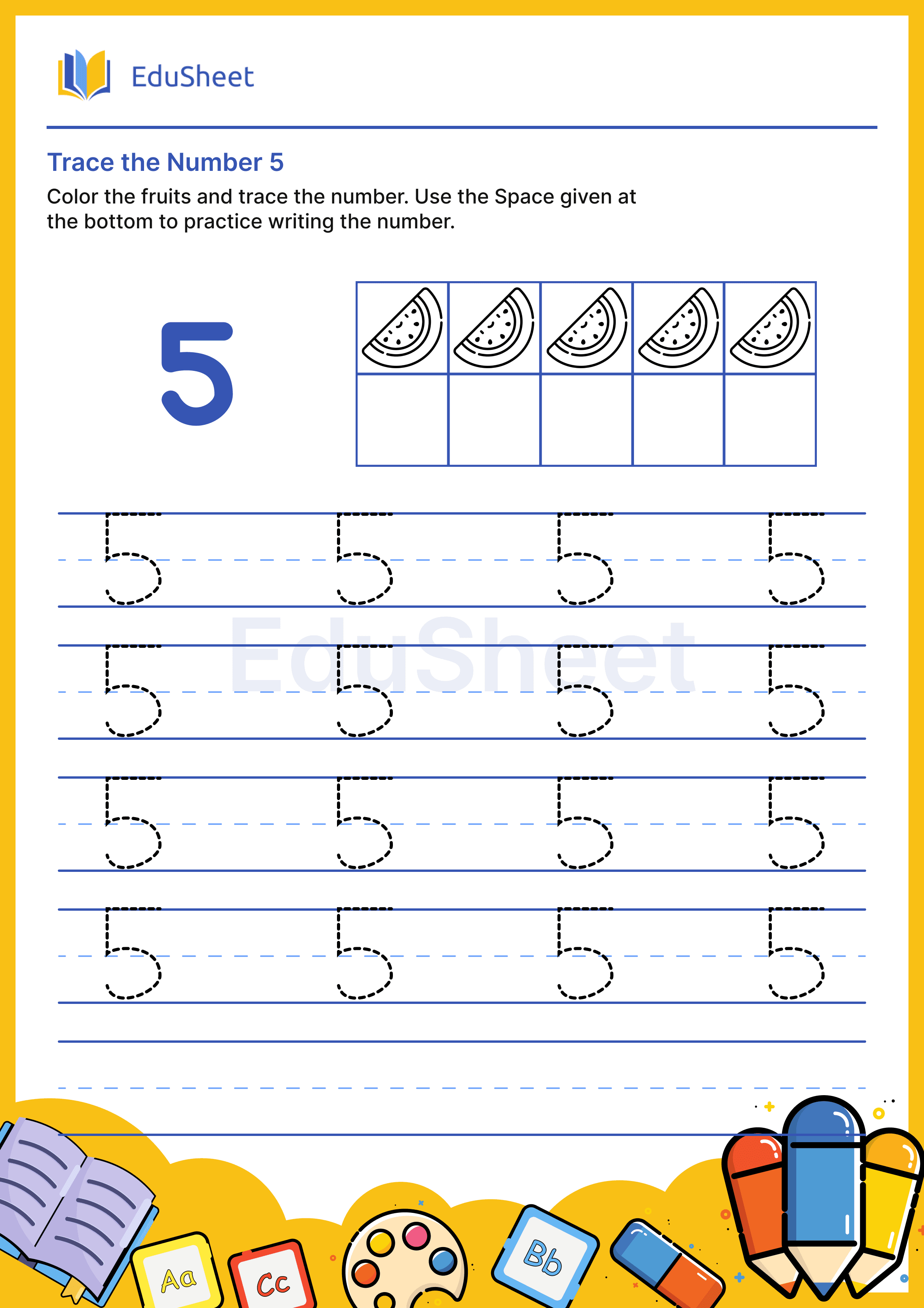 Trace the Number of fruits 5
