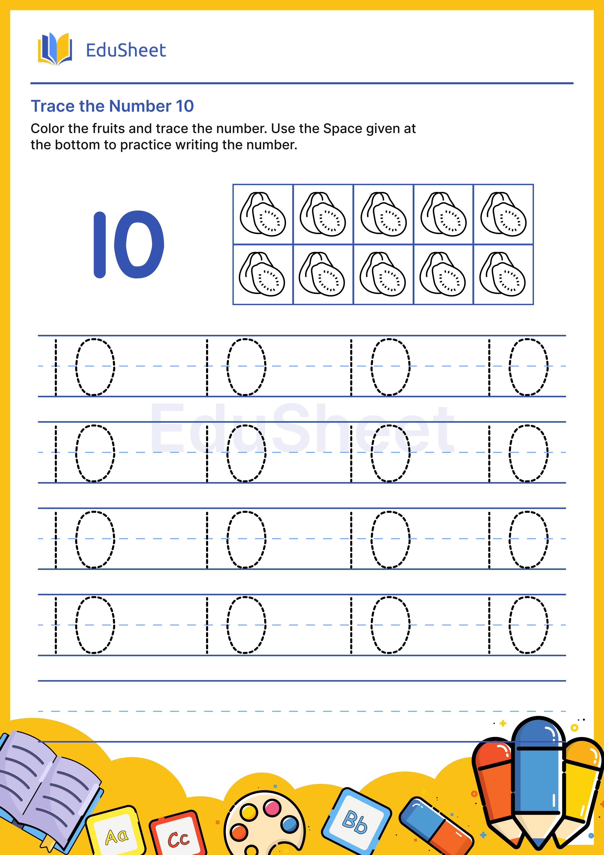 Trace the Number of fruits 10