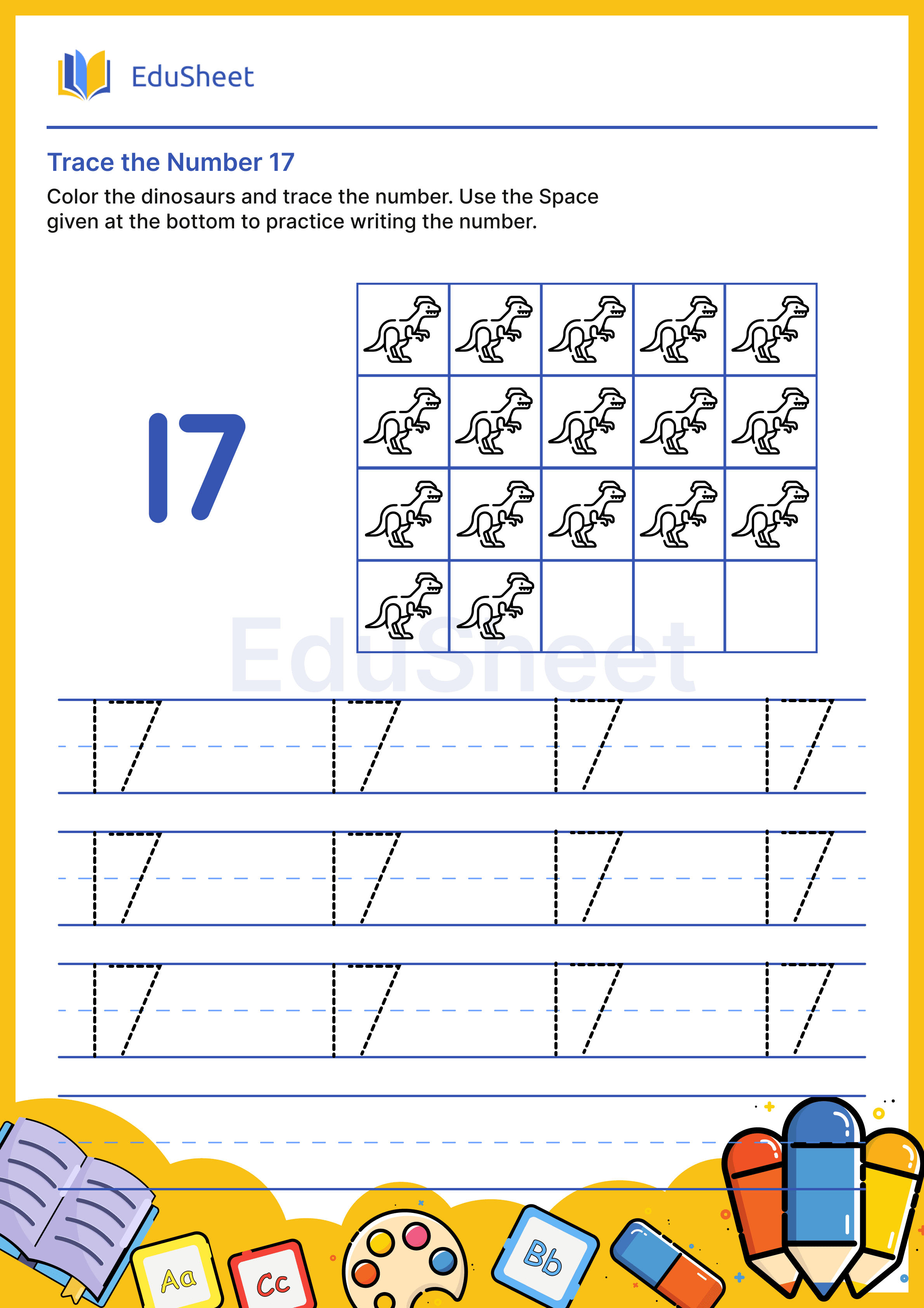 Trace the Number of dinosaurs 17