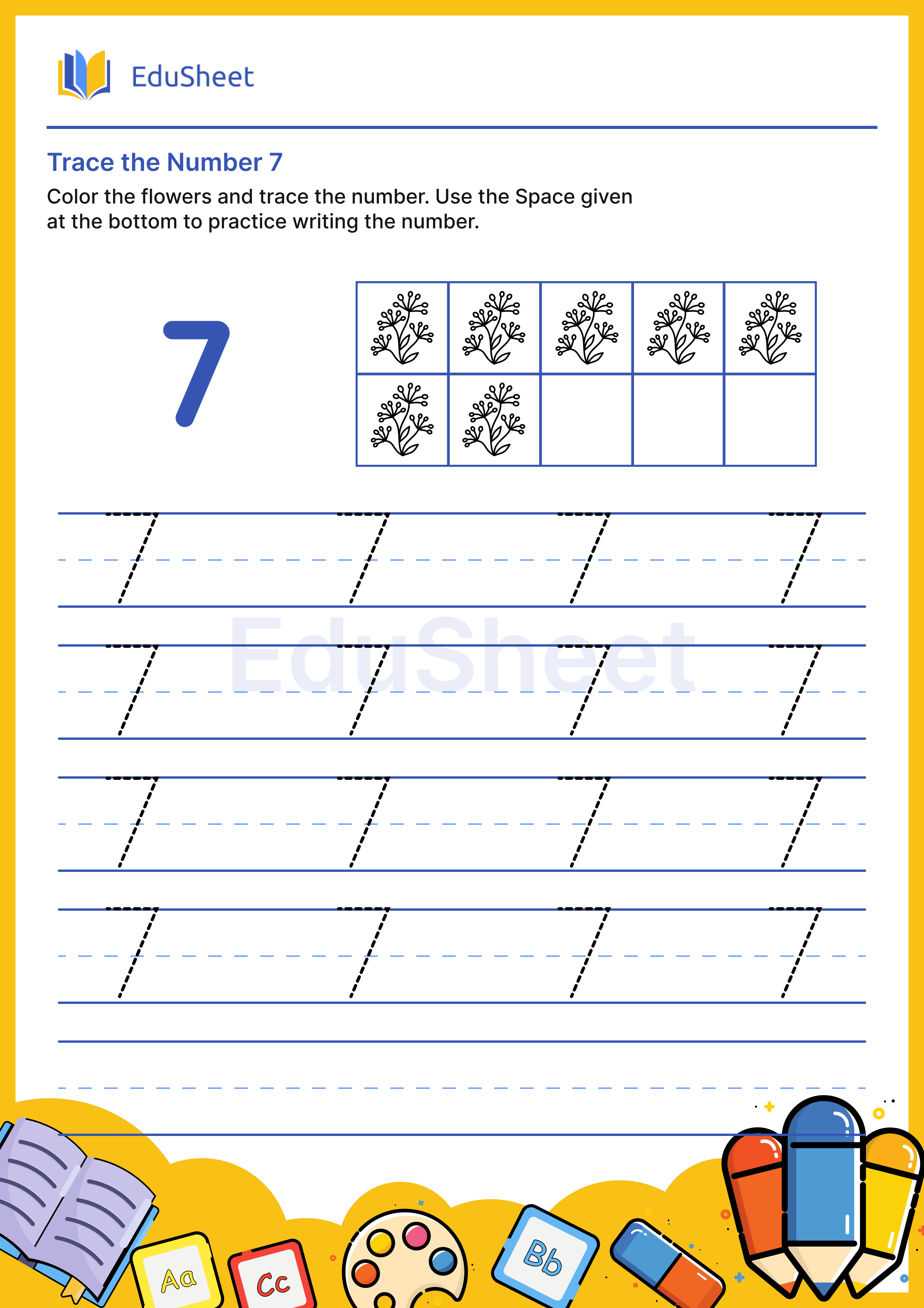 Trace the Number of Flowers 7