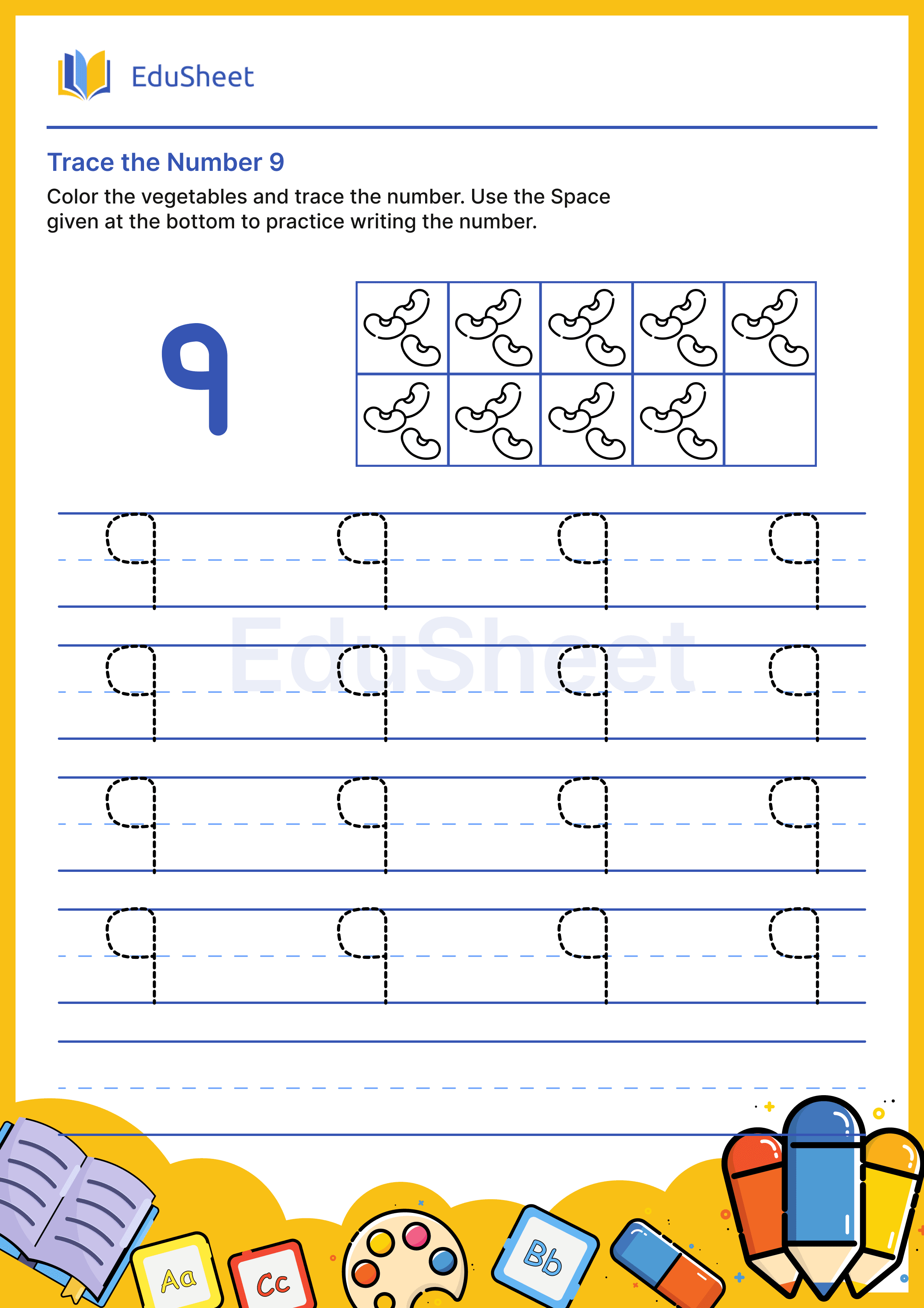 Trace the Number of vegetables 9