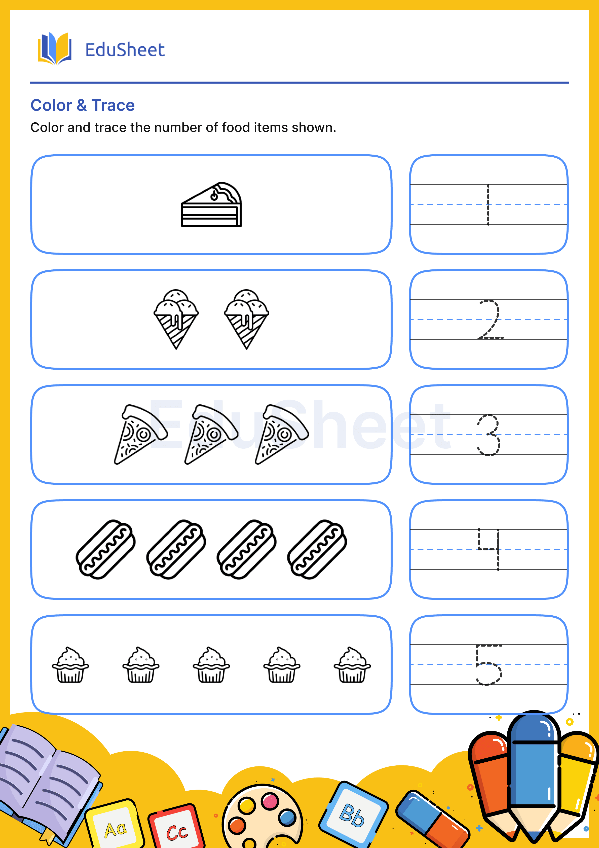 Color Food Items and Trace Numbers 13