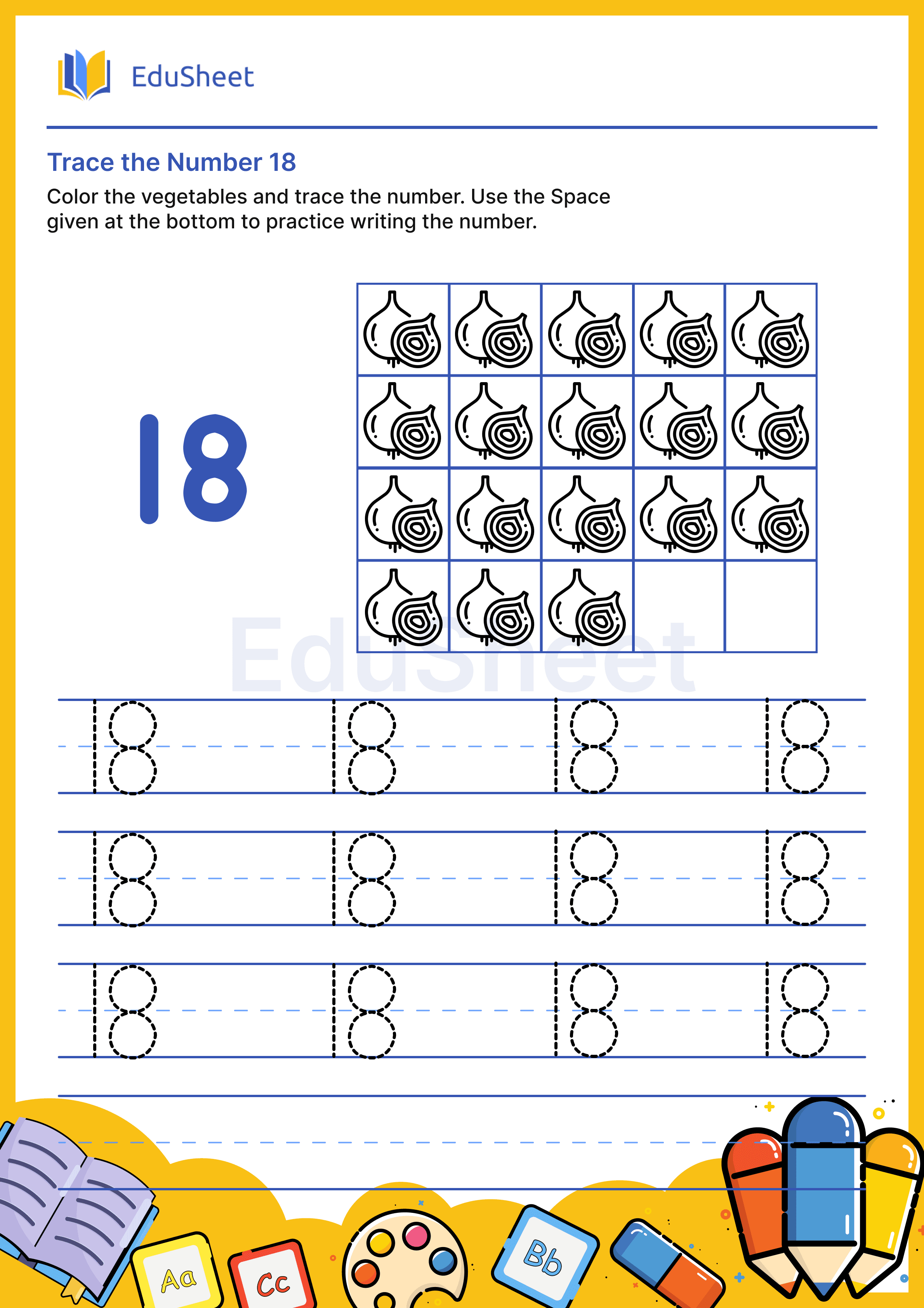 Trace the Number of vegetables 18