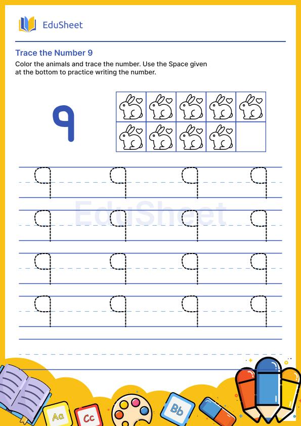 Trace the number 9