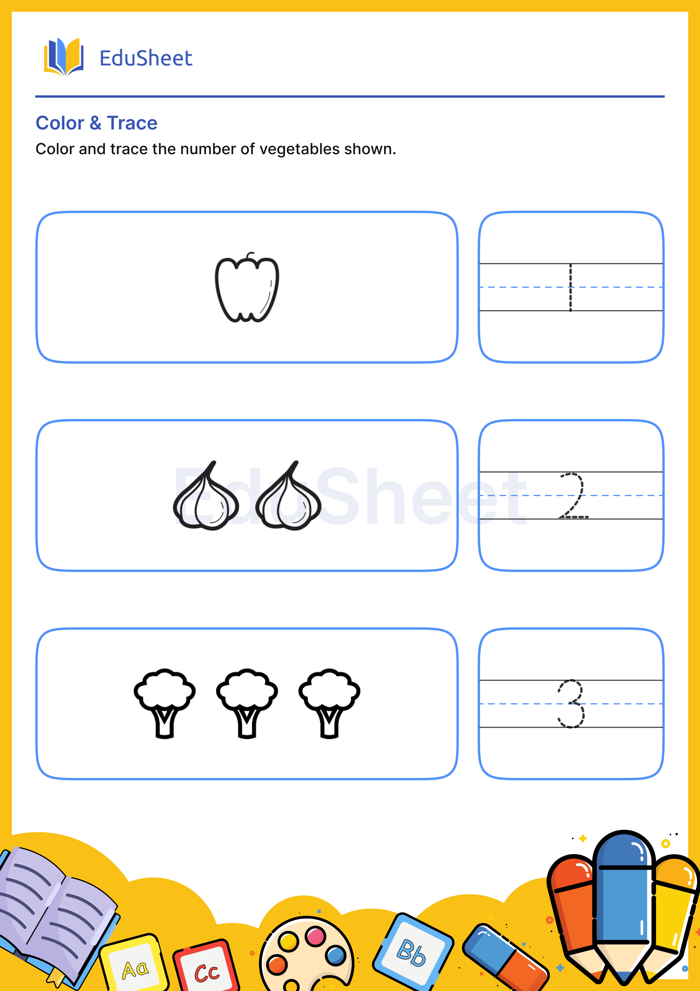 Color Vegetables and Trace Numbers 3