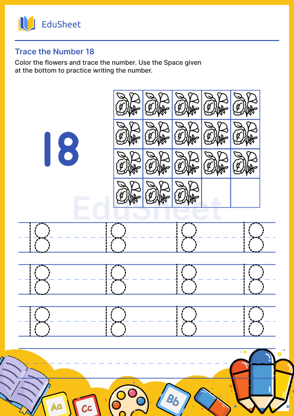 Trace the Number of Flowers 18
