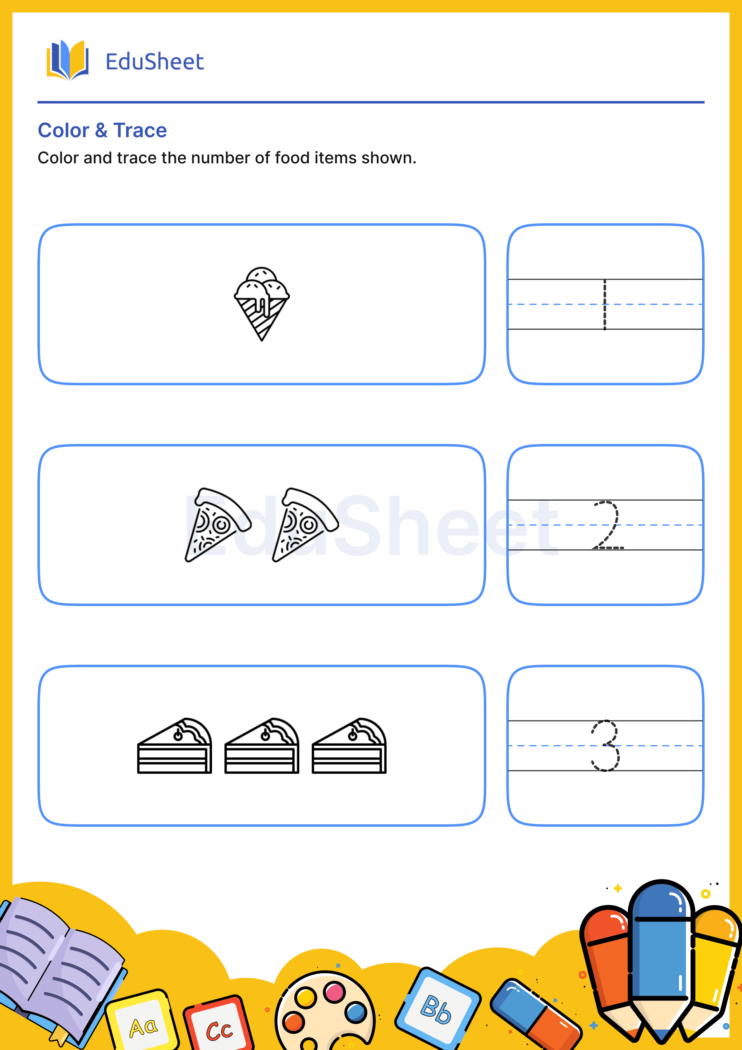 Color Food Items and Trace Numbers 4