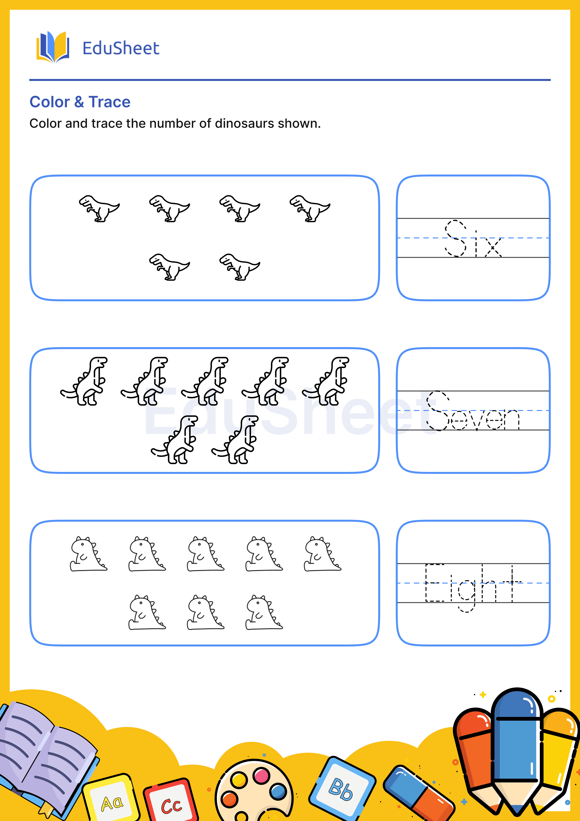Color Dinosaurs and Trace Words 13