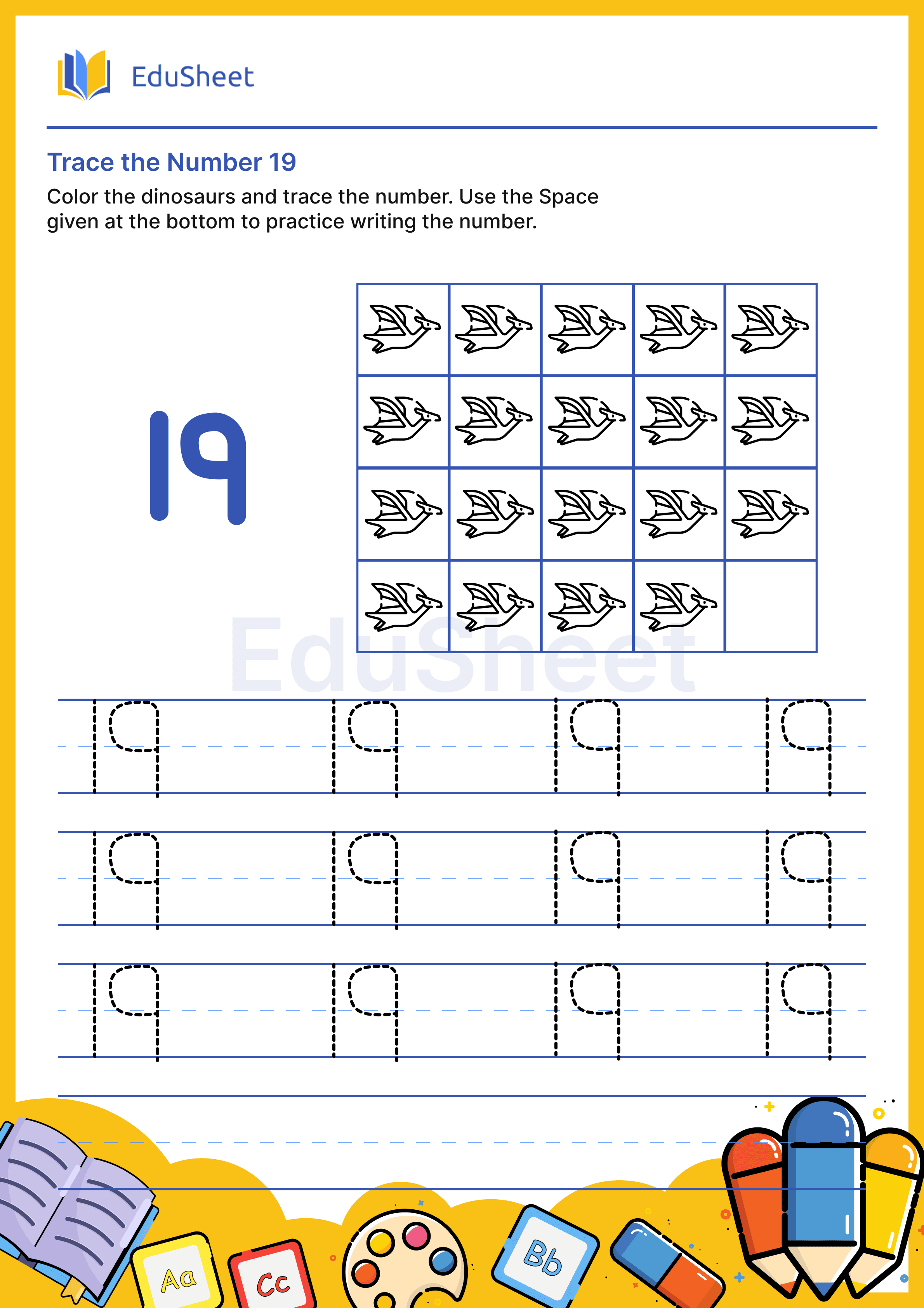 Trace the Number of dinosaurs 19