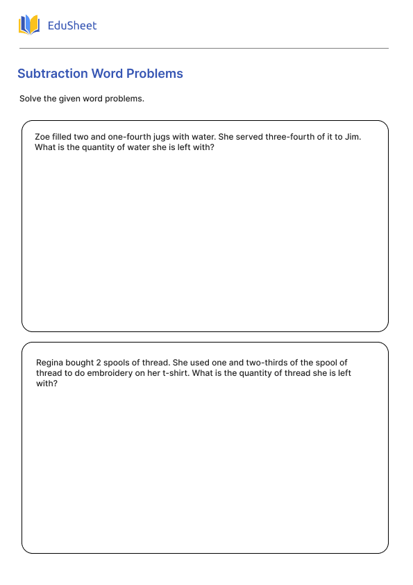 Subtraction Word Problems Part 2