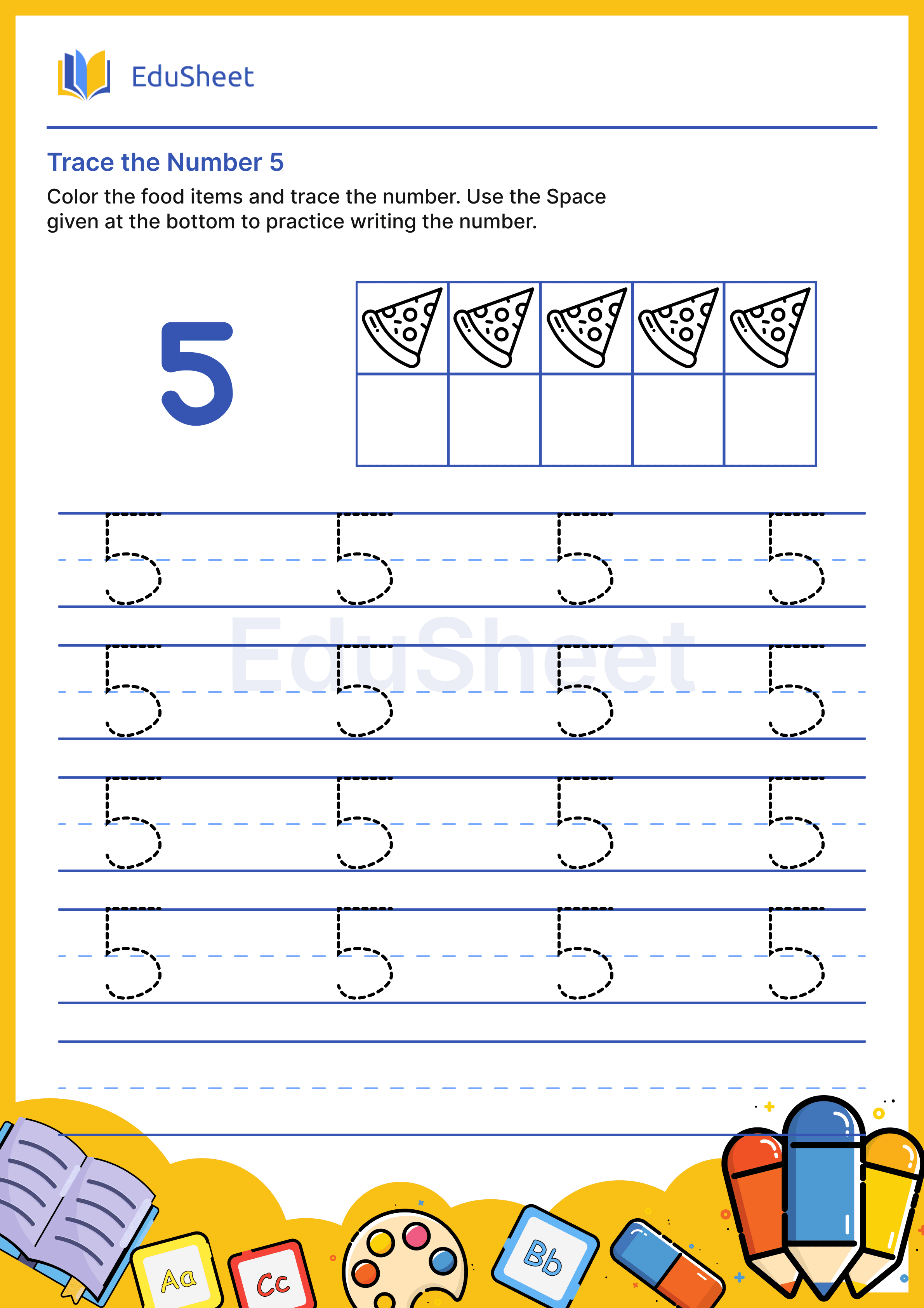 Trace the Number of food items 5