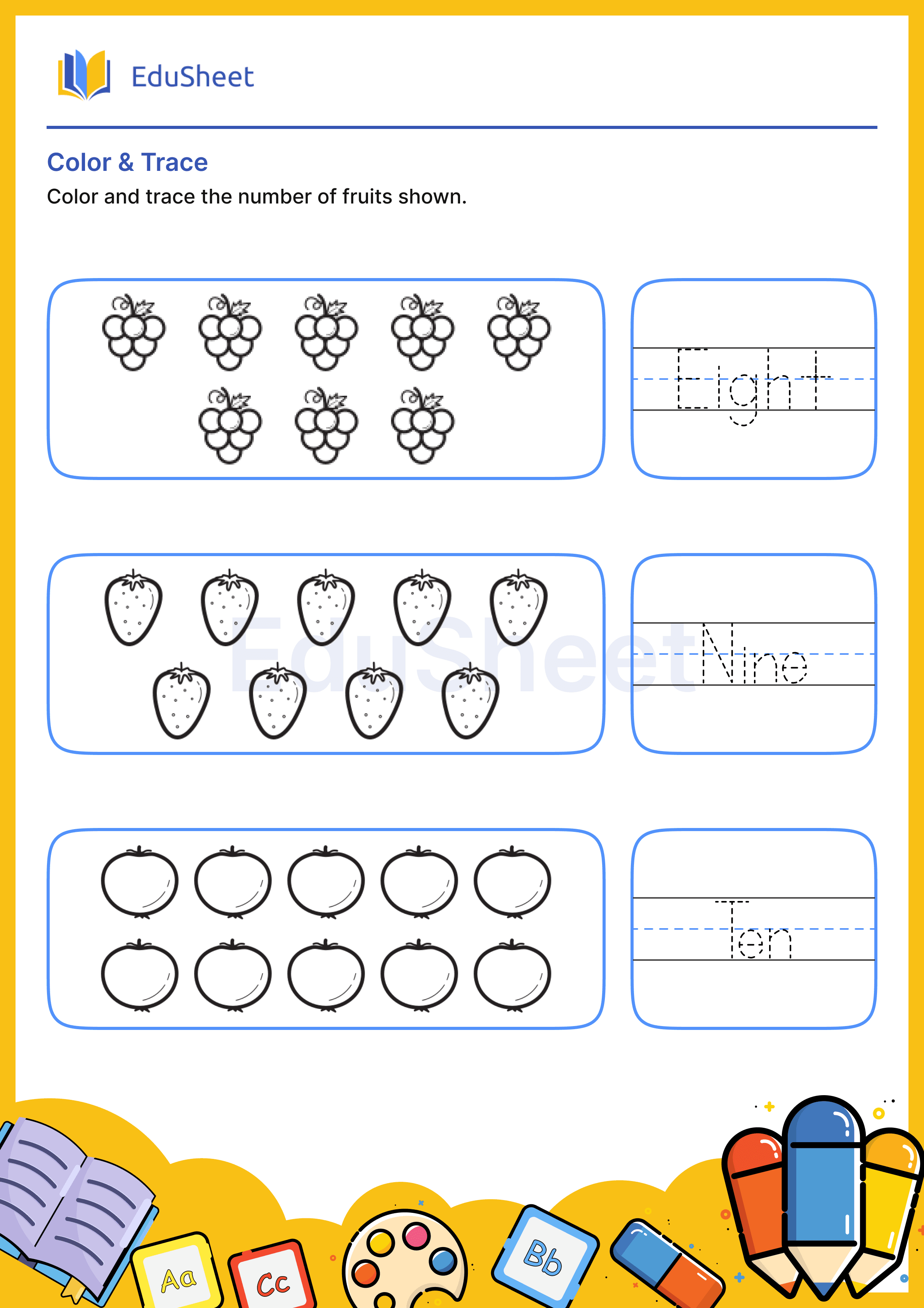 Color Fruits and Trace Words 17