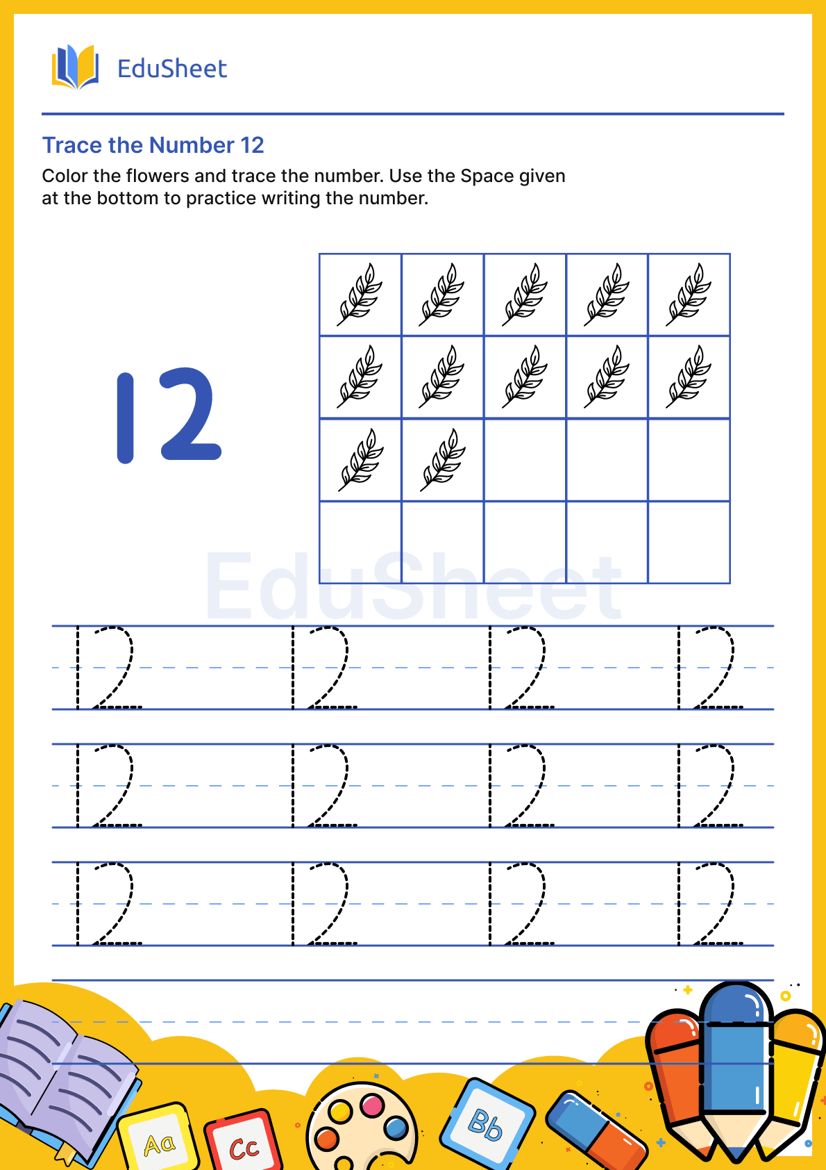 Trace the Number of Flowers 12