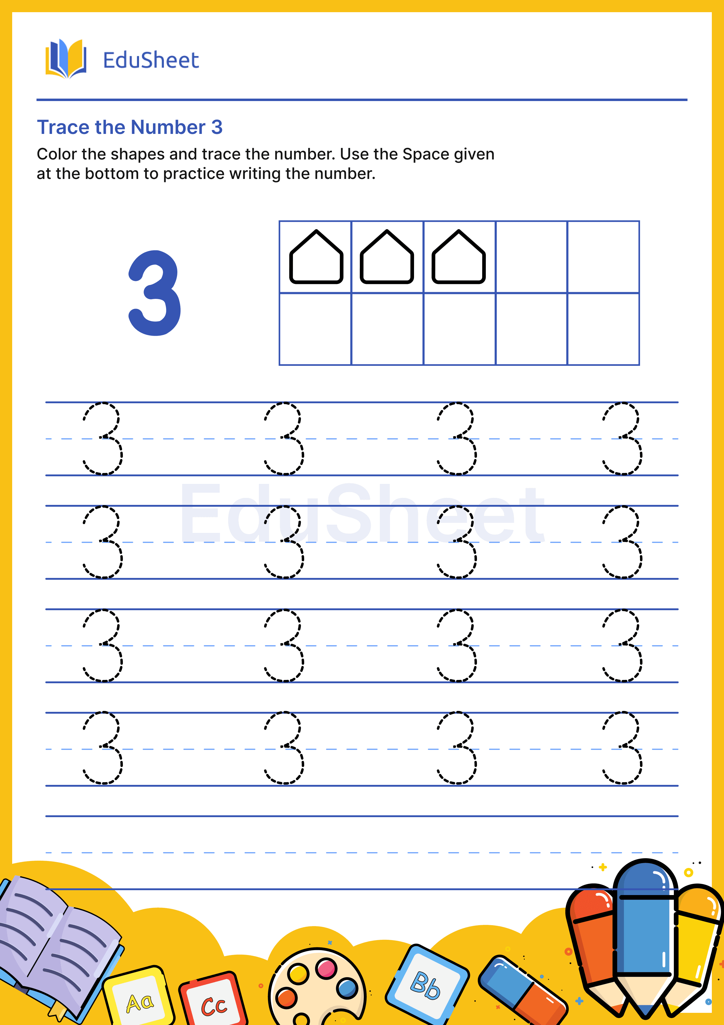 Trace the Number of Shapes 3