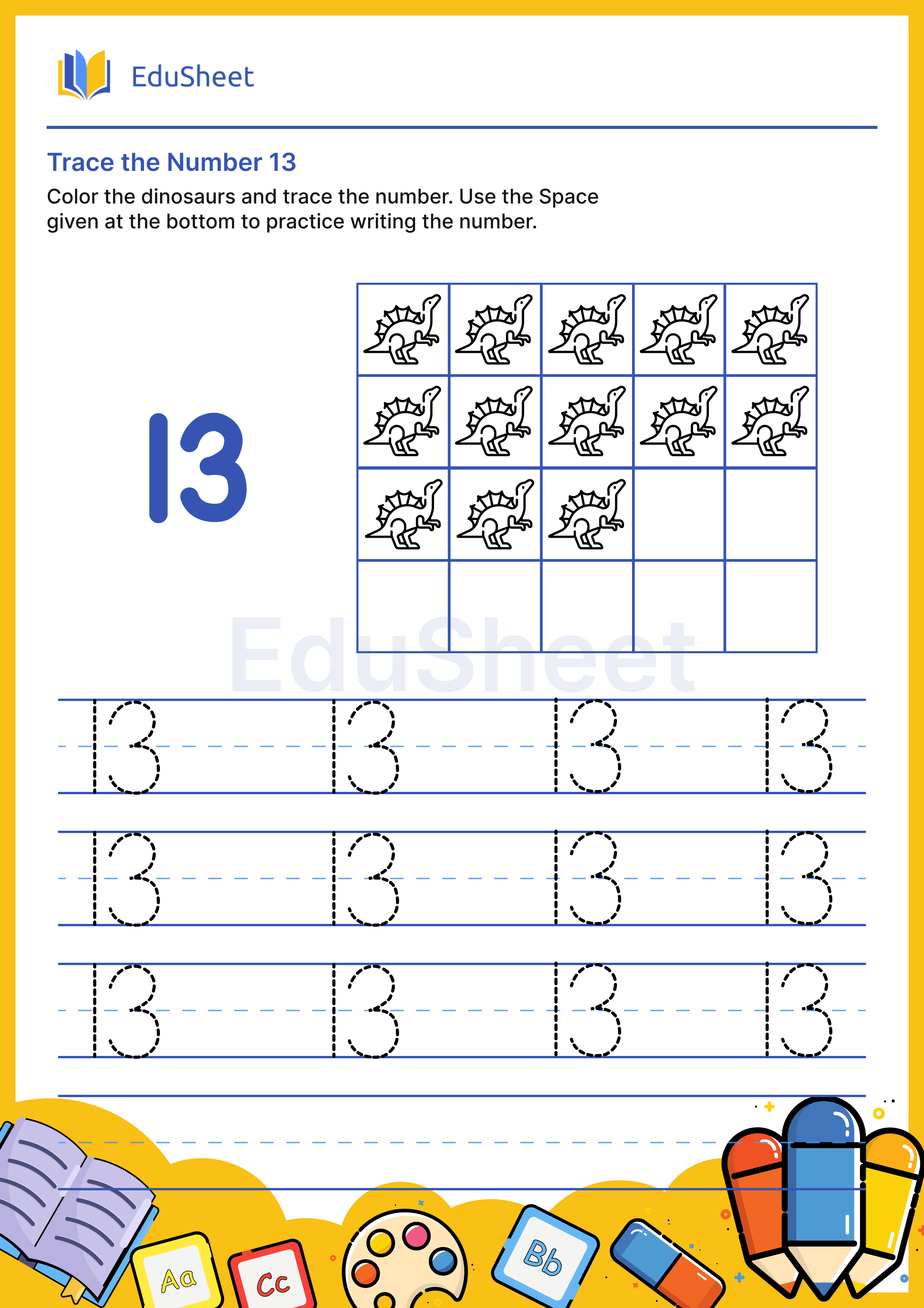 Trace the Number of dinosaurs 13