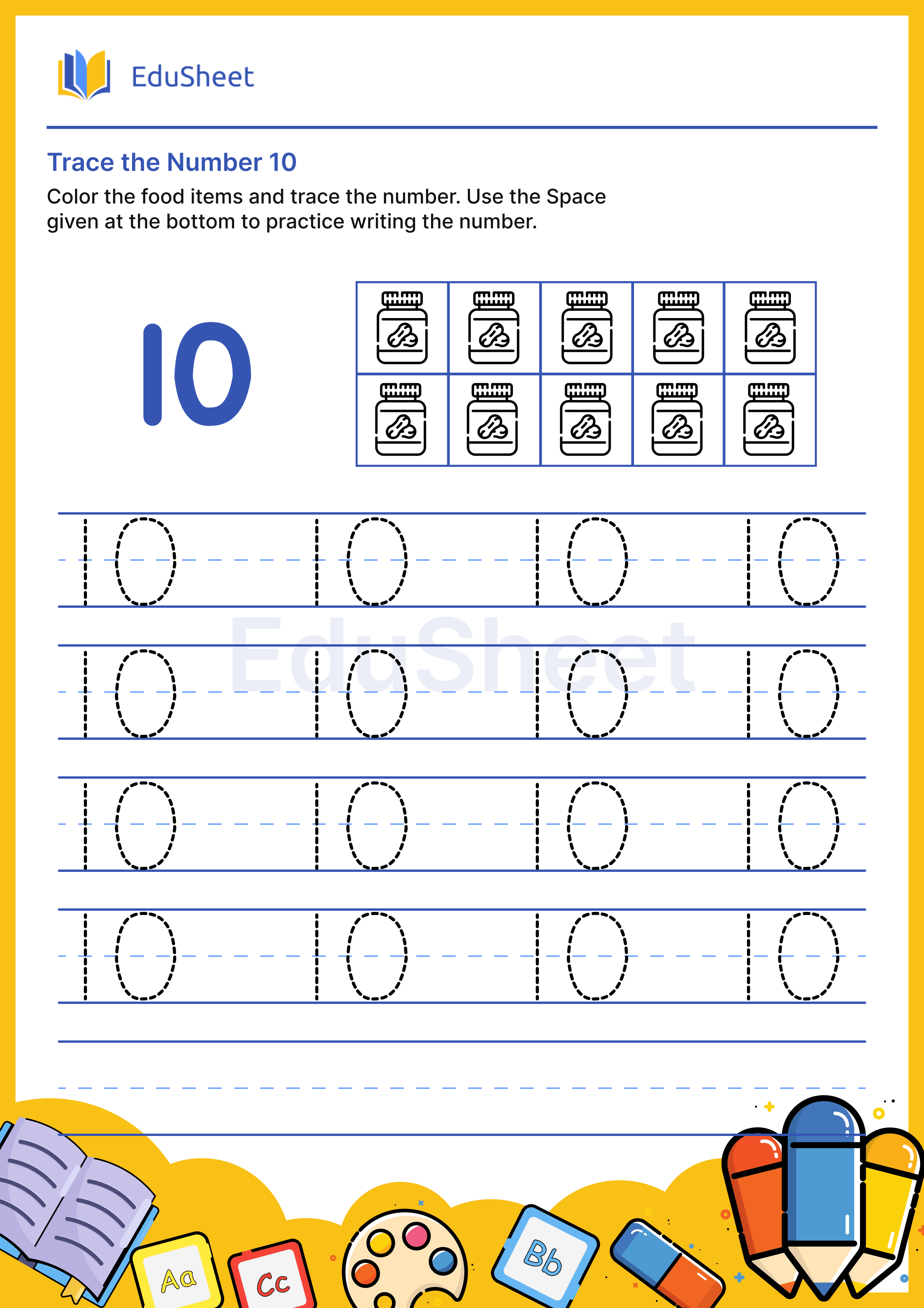 Trace the Number of food items 10