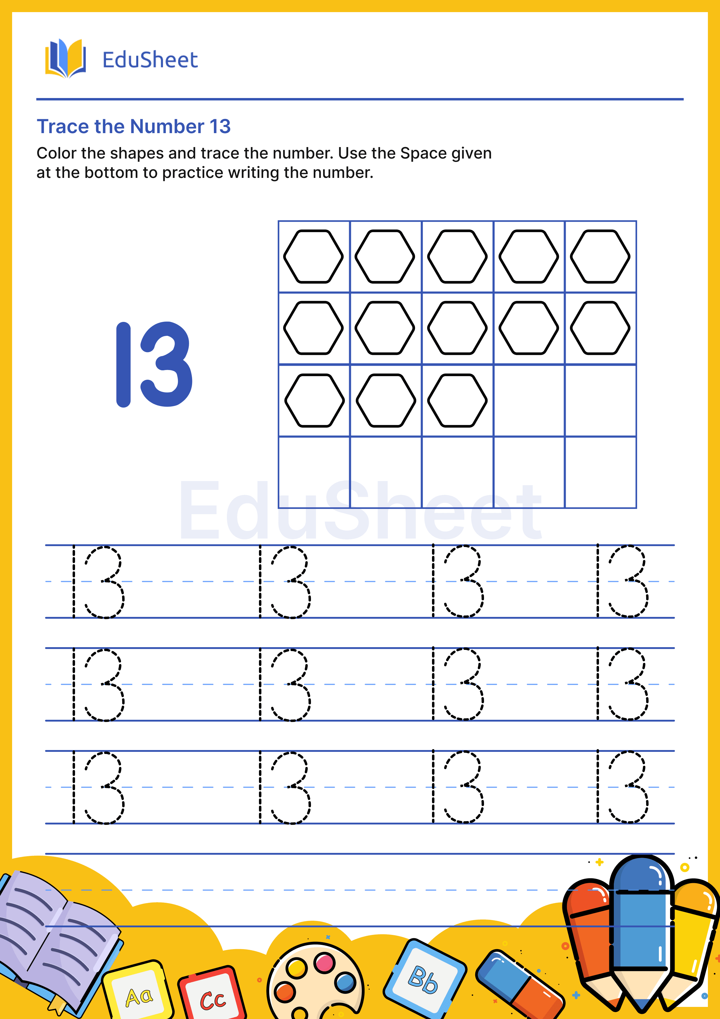 Trace the Number of Shapes 13