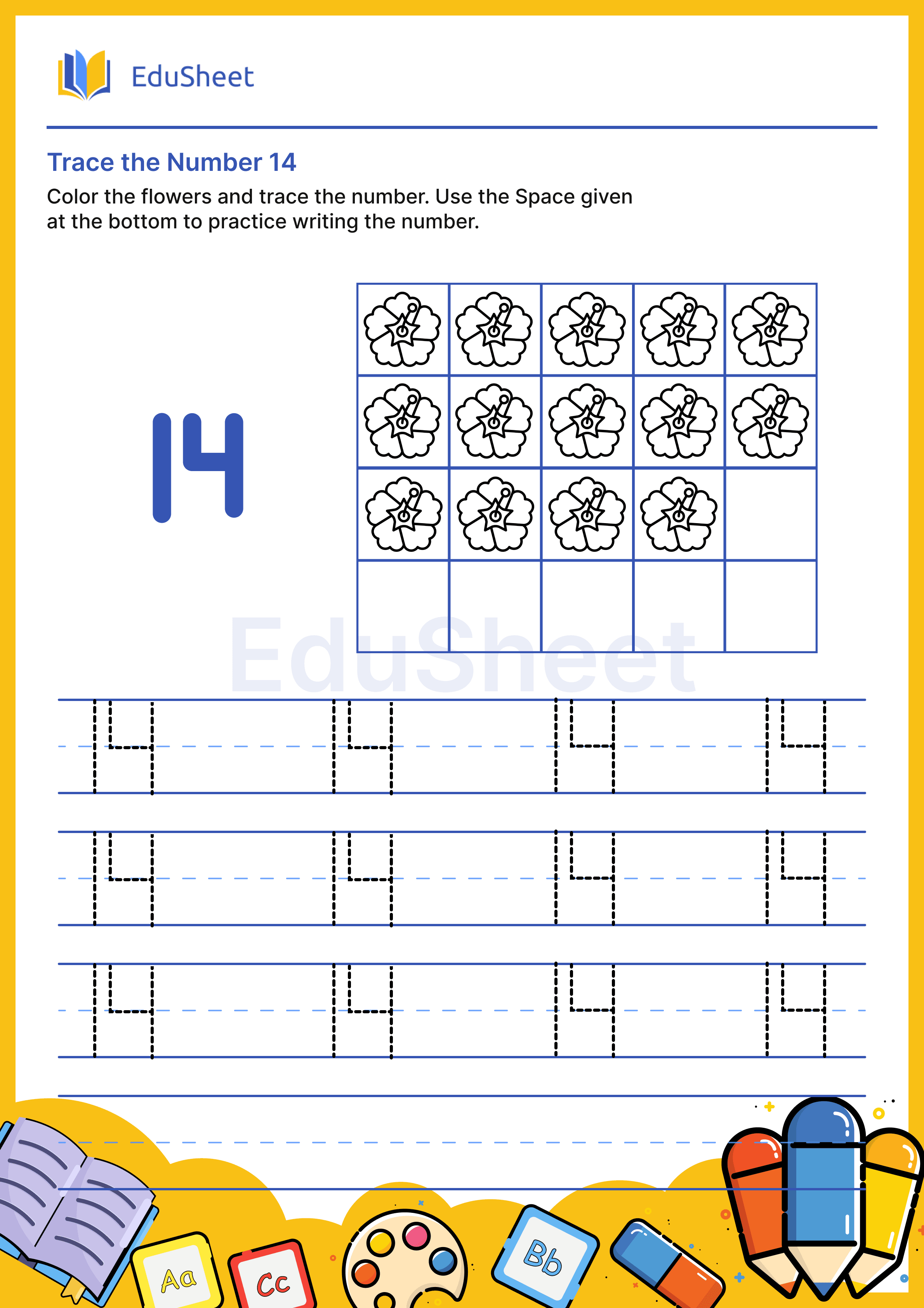 Trace the Number of Flowers 14