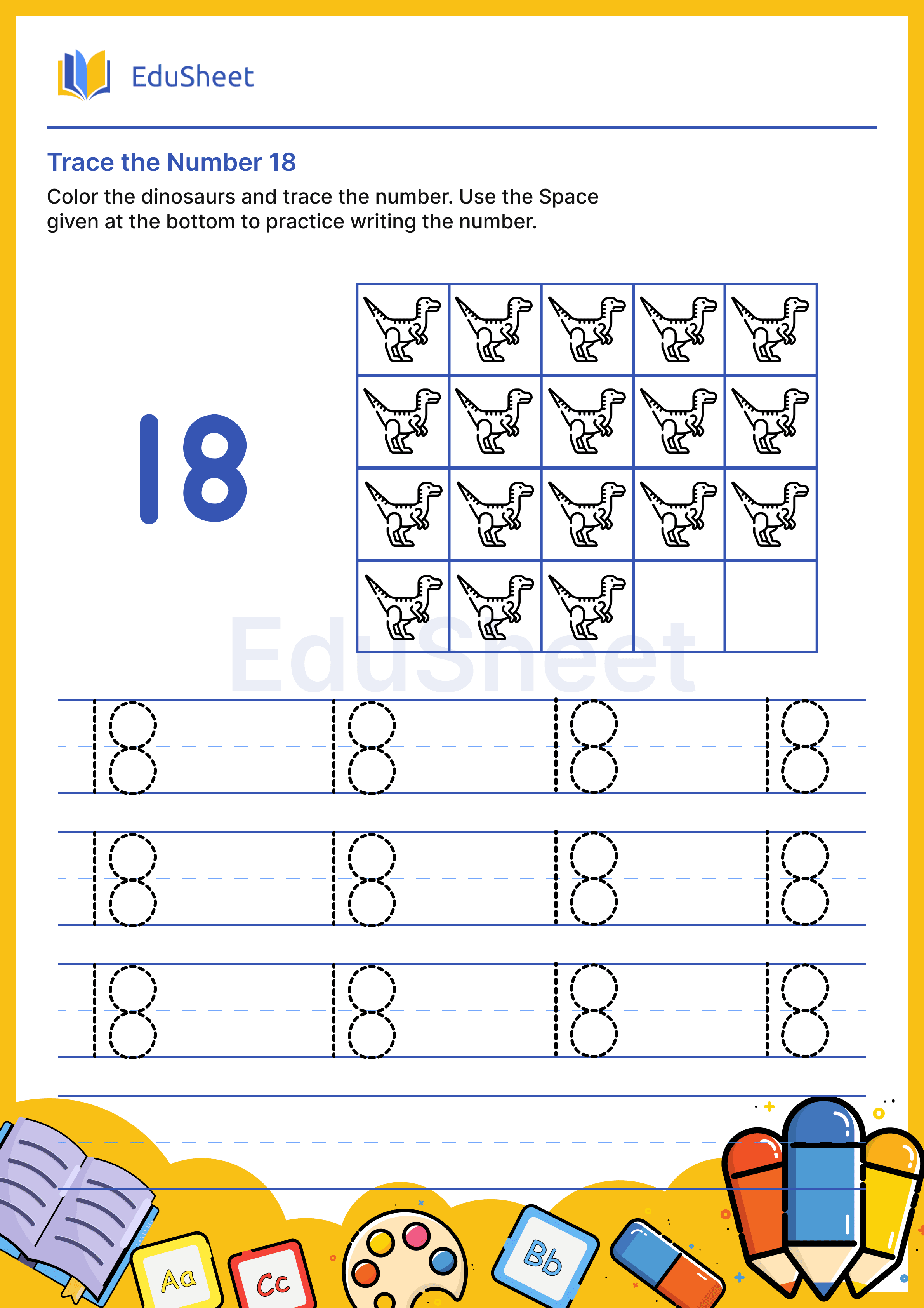 Trace the Number of dinosaurs 18