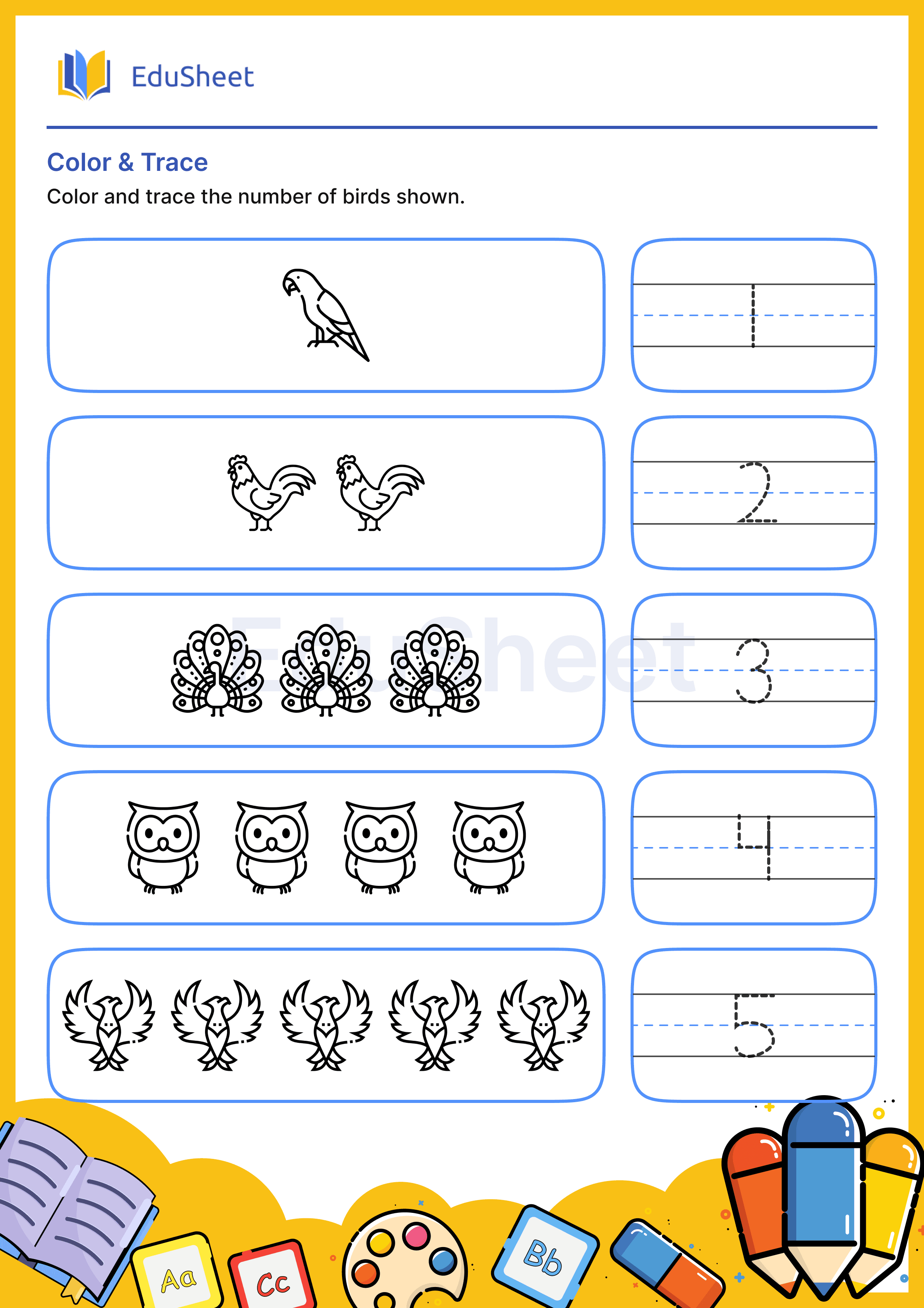 Color Birds and Trace Numbers 16