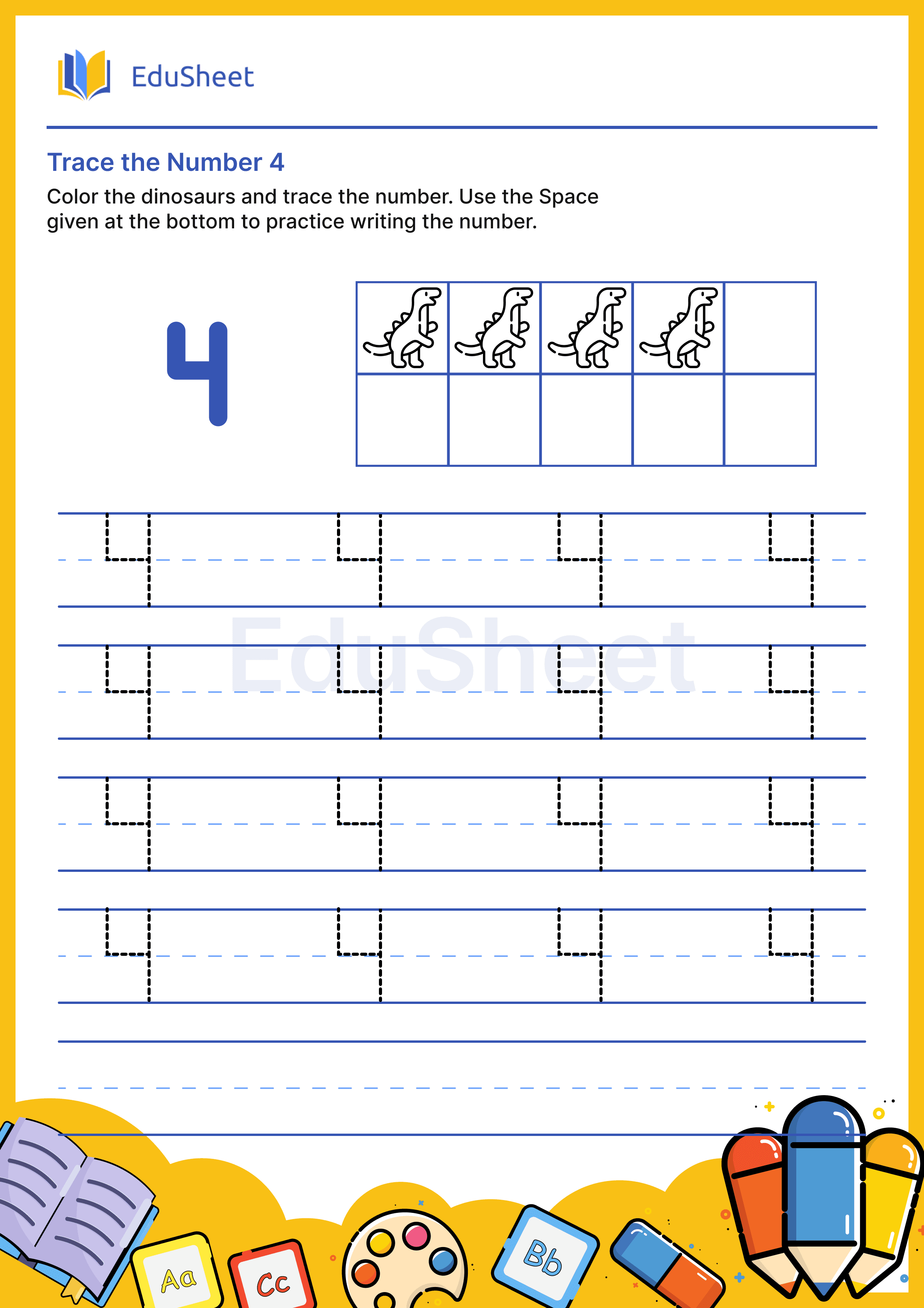 Trace the Number of dinosaurs 4