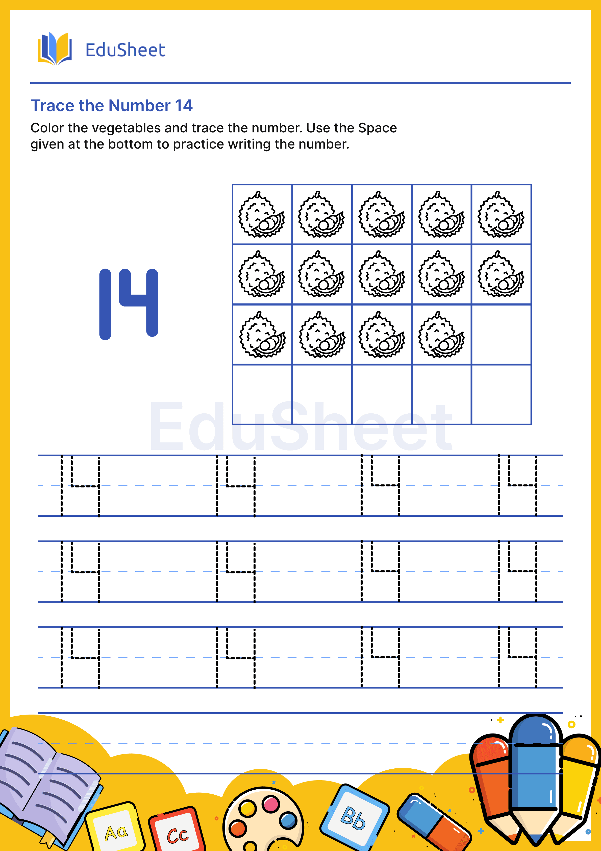 Trace the Number of vegetables 14