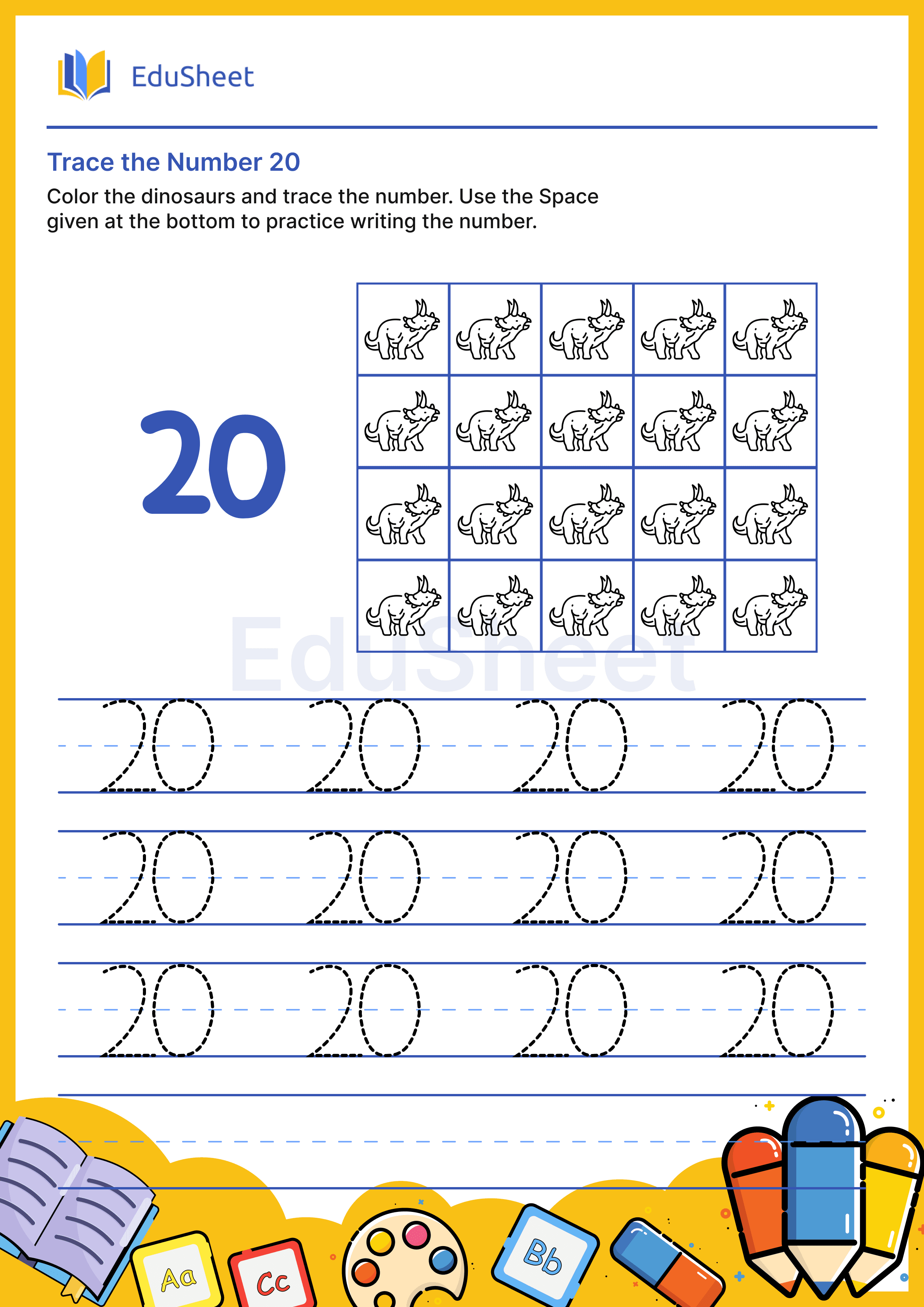 Trace the Number of dinosaurs 20