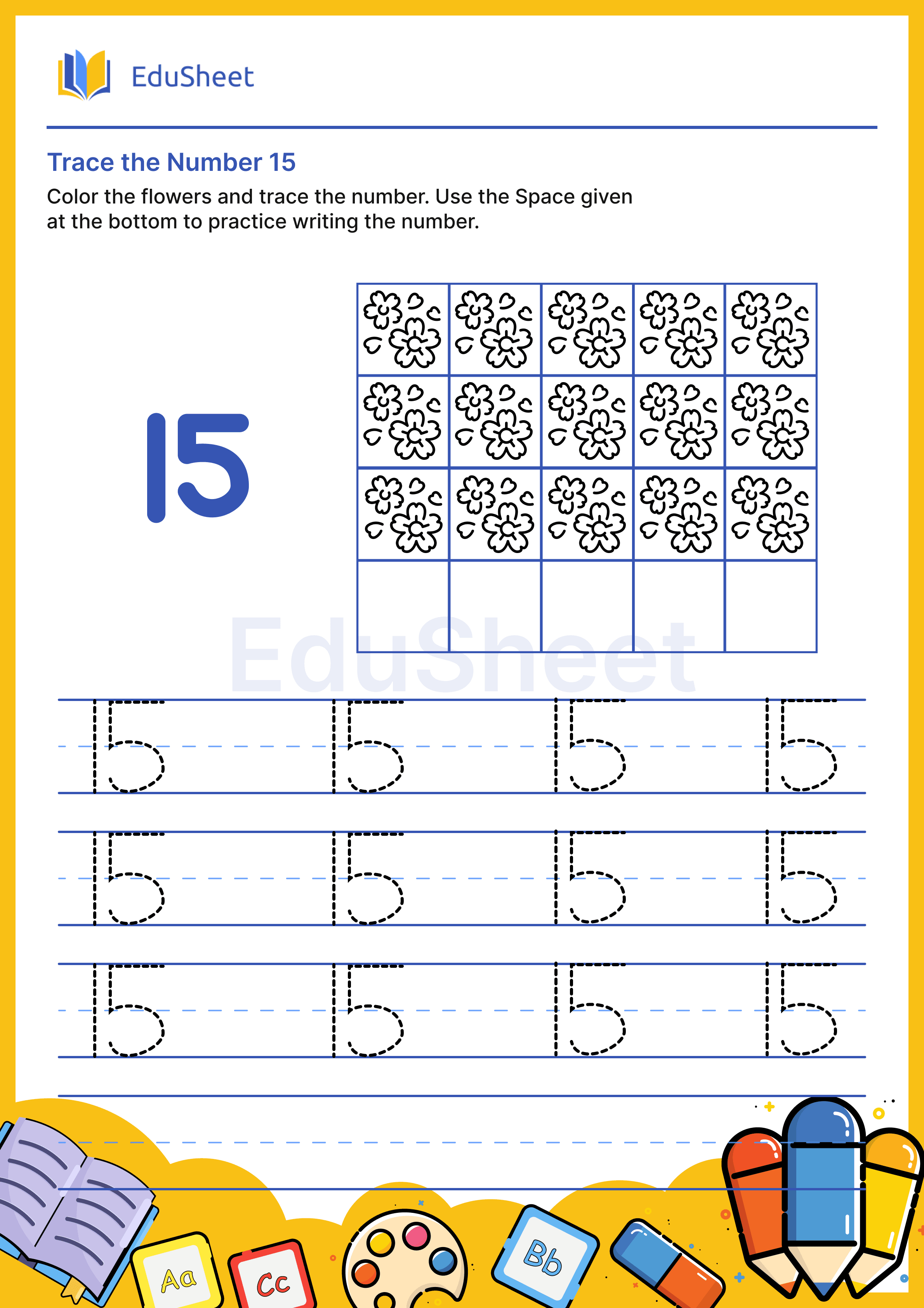 Trace the Number of Flowers 15