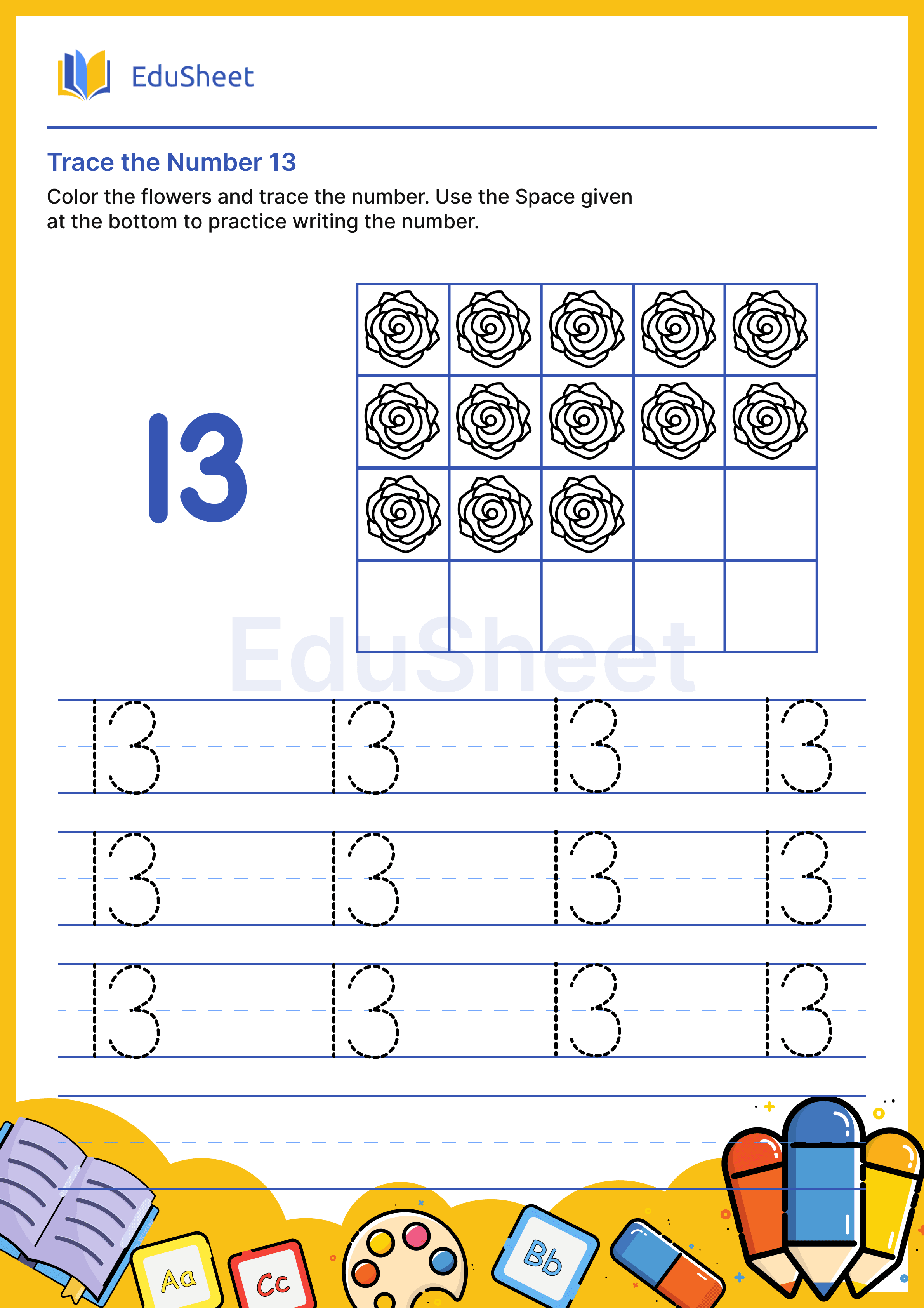 Trace the Number of Flowers 13