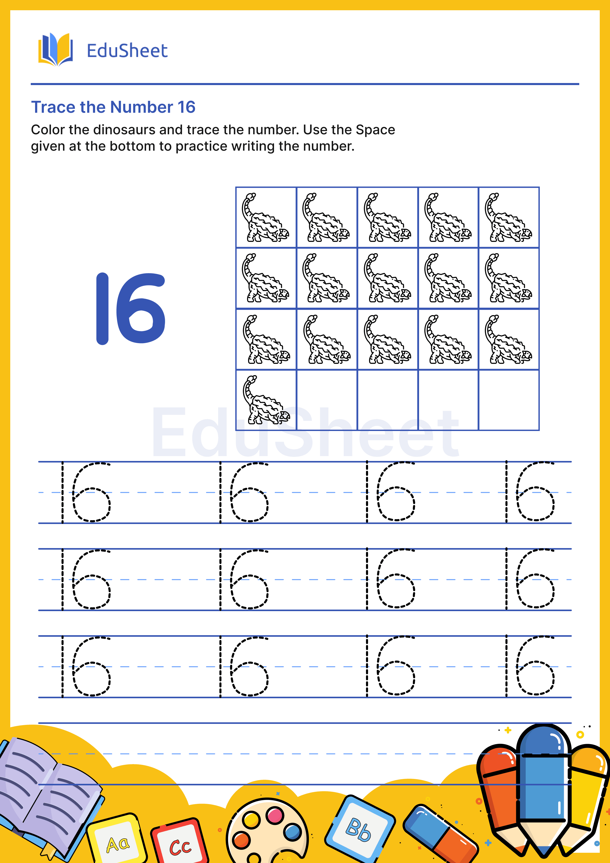 Trace the Number of dinosaurs 16