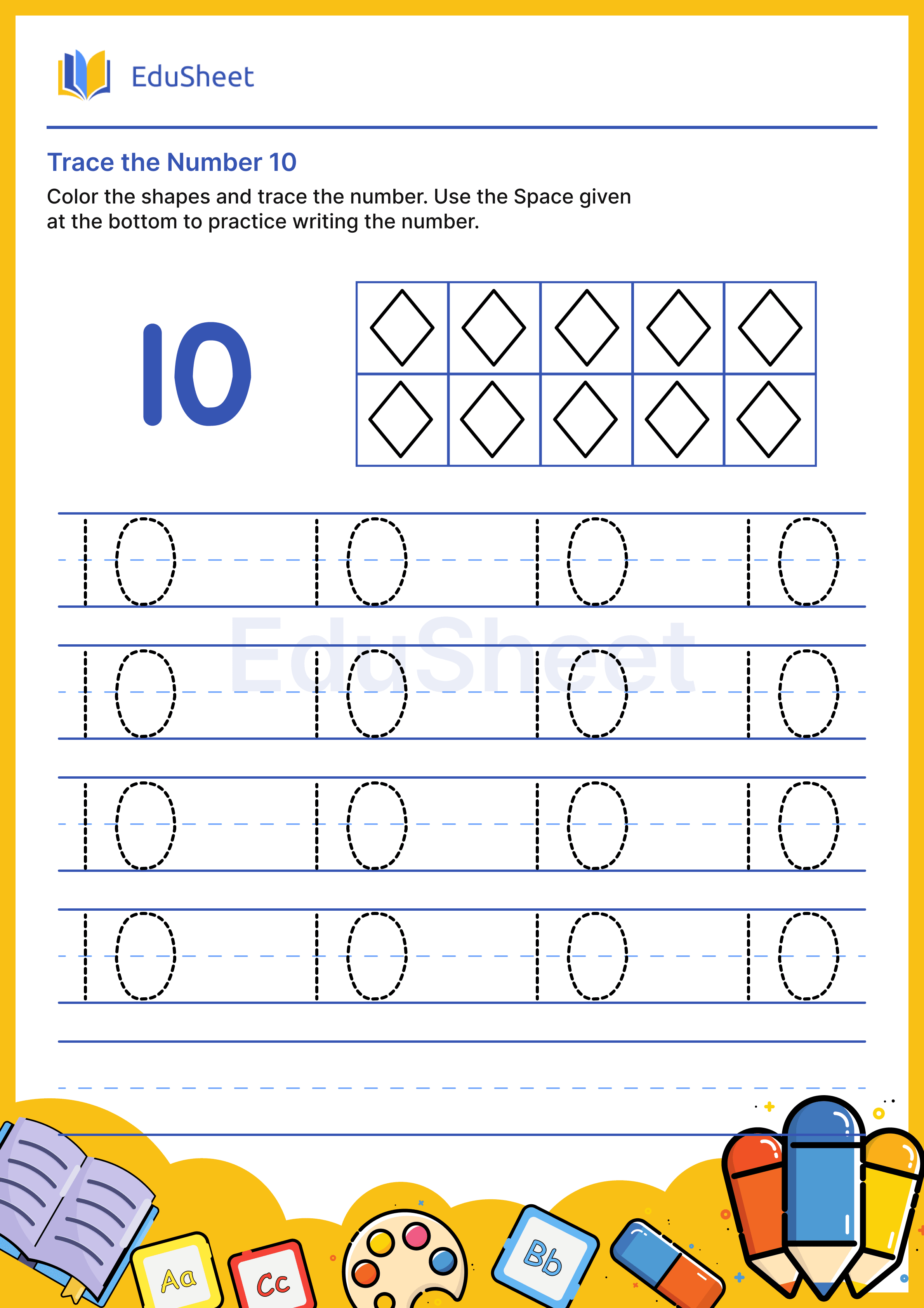 Trace the Number of Shapes 10