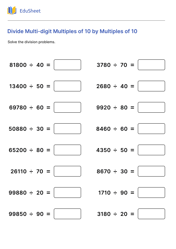 Divide Multi-digit Multiples of 10 by Multiples of 10
