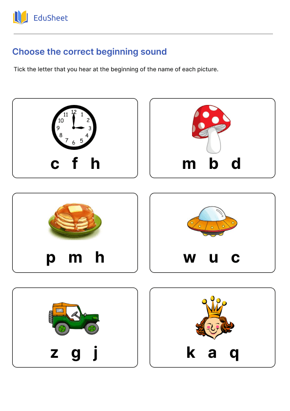 Choose the correct beginning sound Part 1