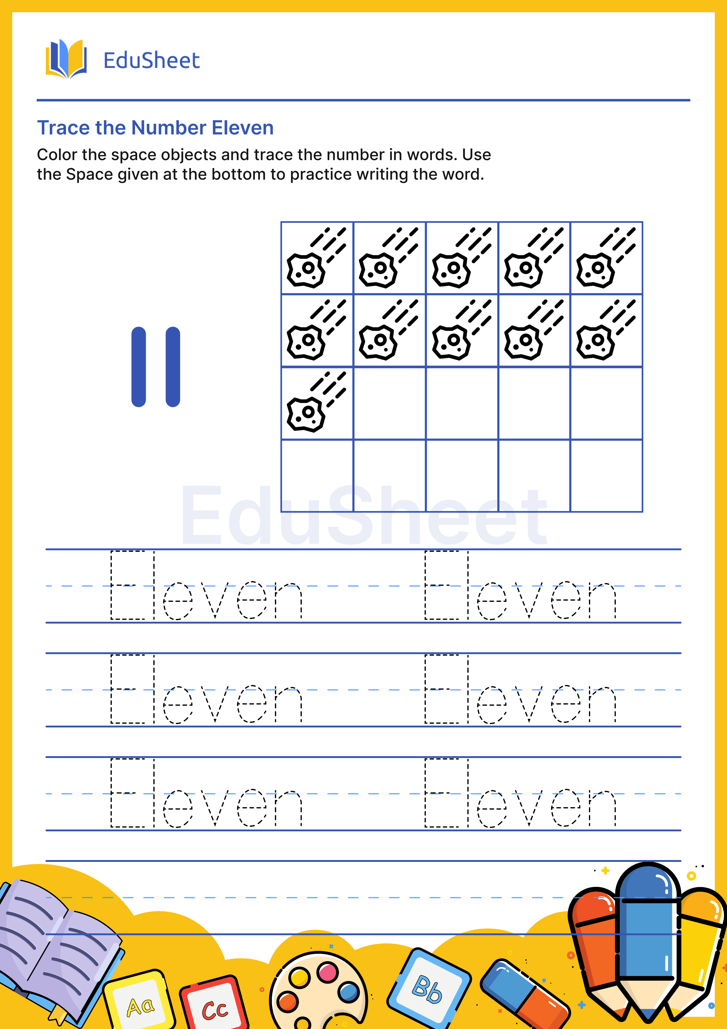 Trace space objects Numbers in Word "Eleven"
