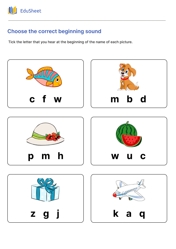 Choose the correct beginning sound Part 2