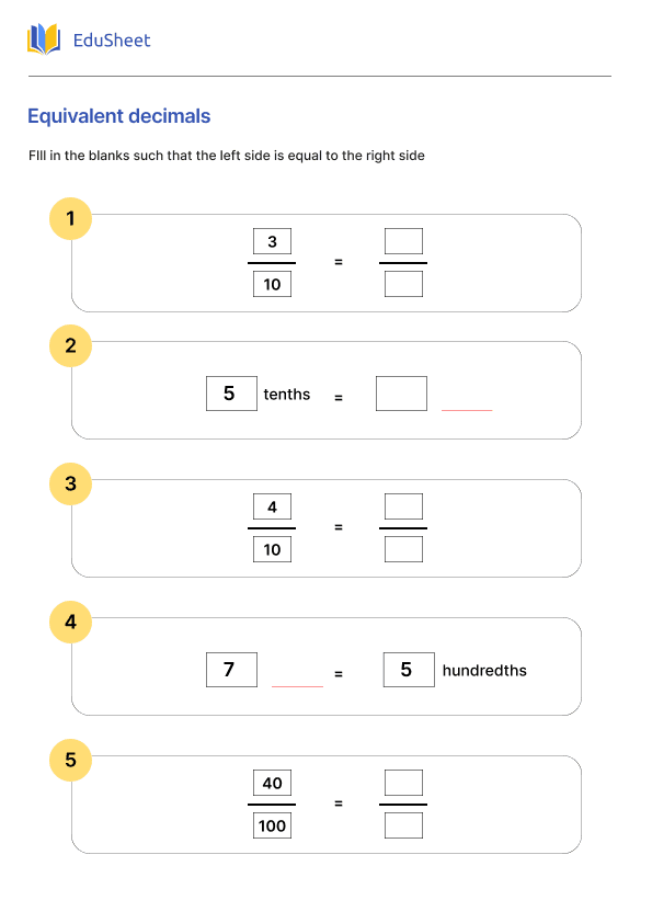 Equivalent decimals Part 2