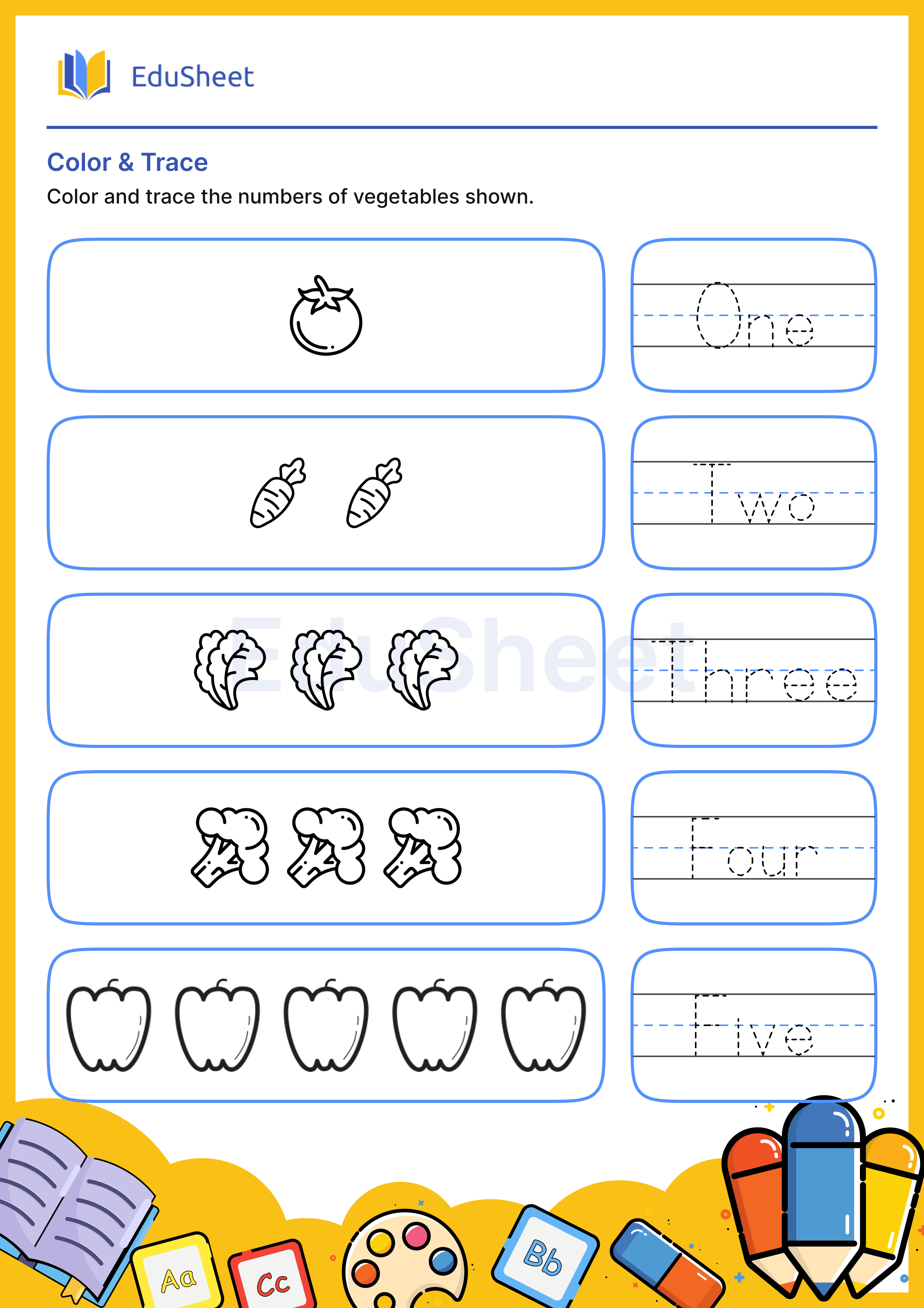 Color Vegetables and Trace Words 10
