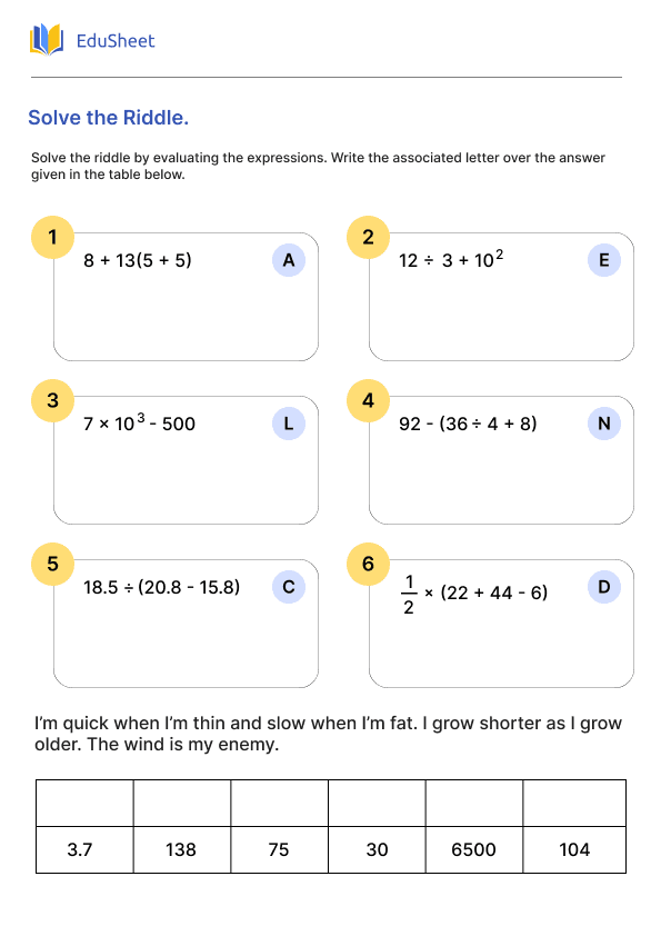Solve the Riddle Part 6