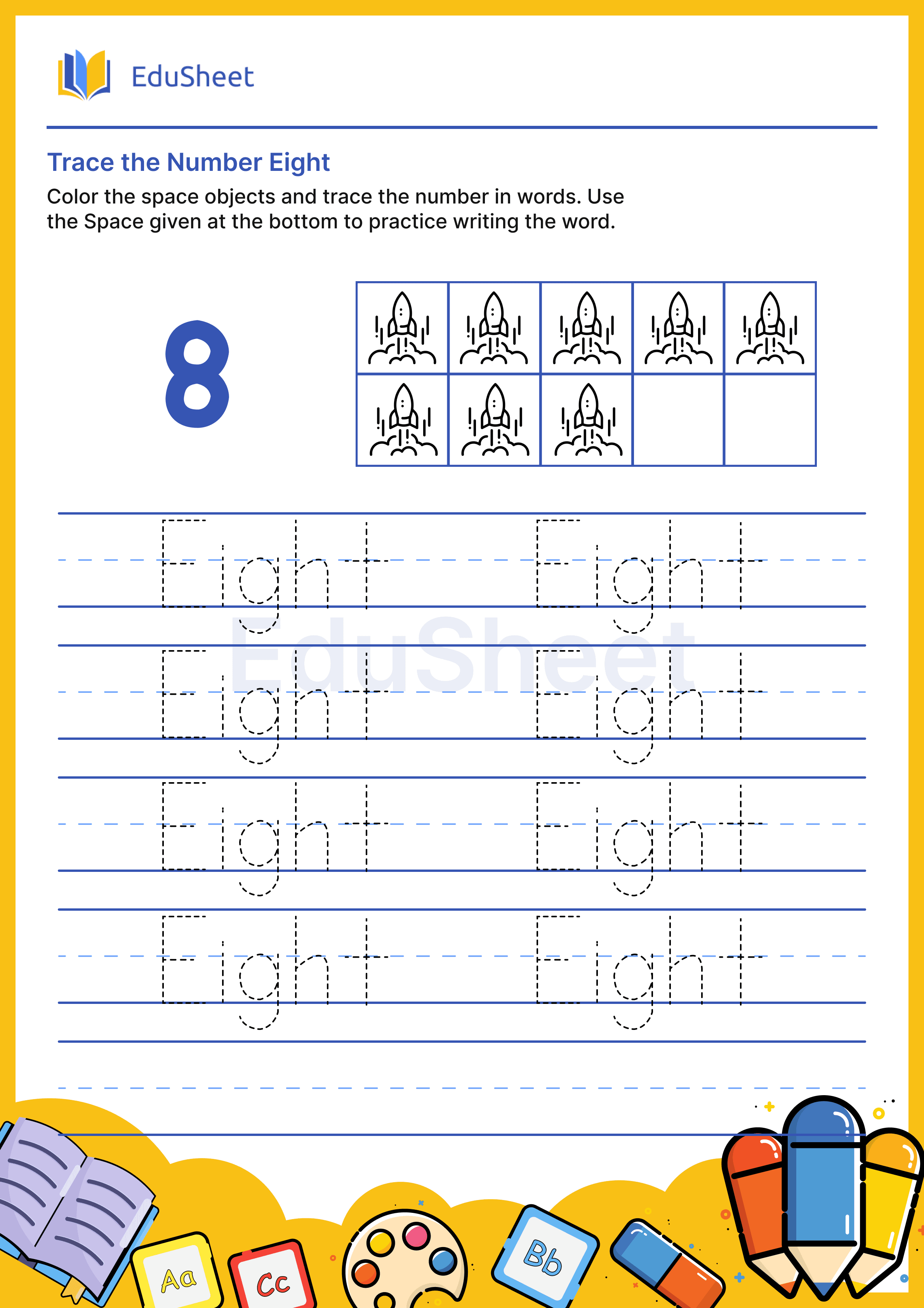 Trace space objects Numbers in Word "Eight"